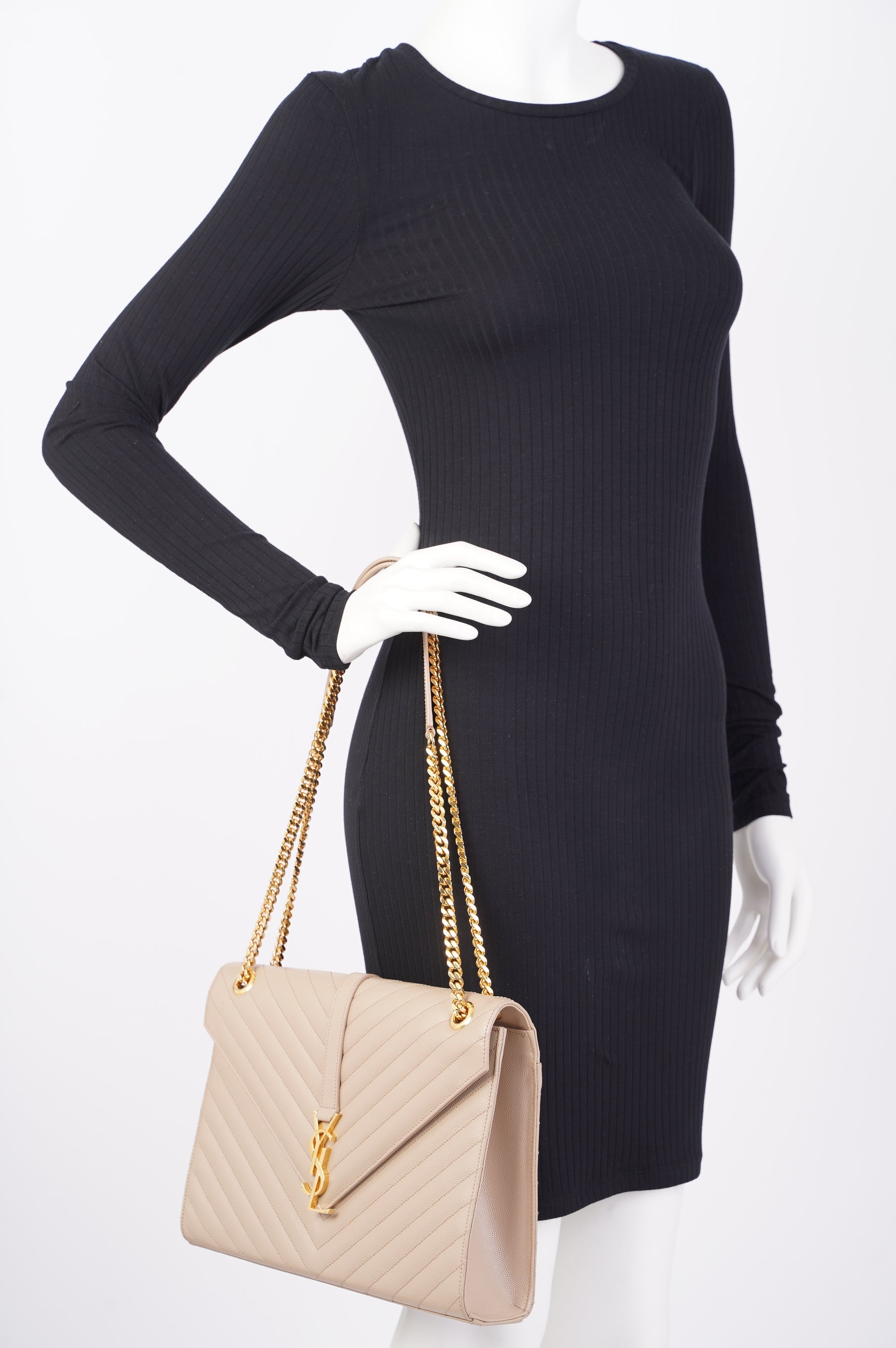 Saint Laurent Envelope Bag Nude Leather Medium