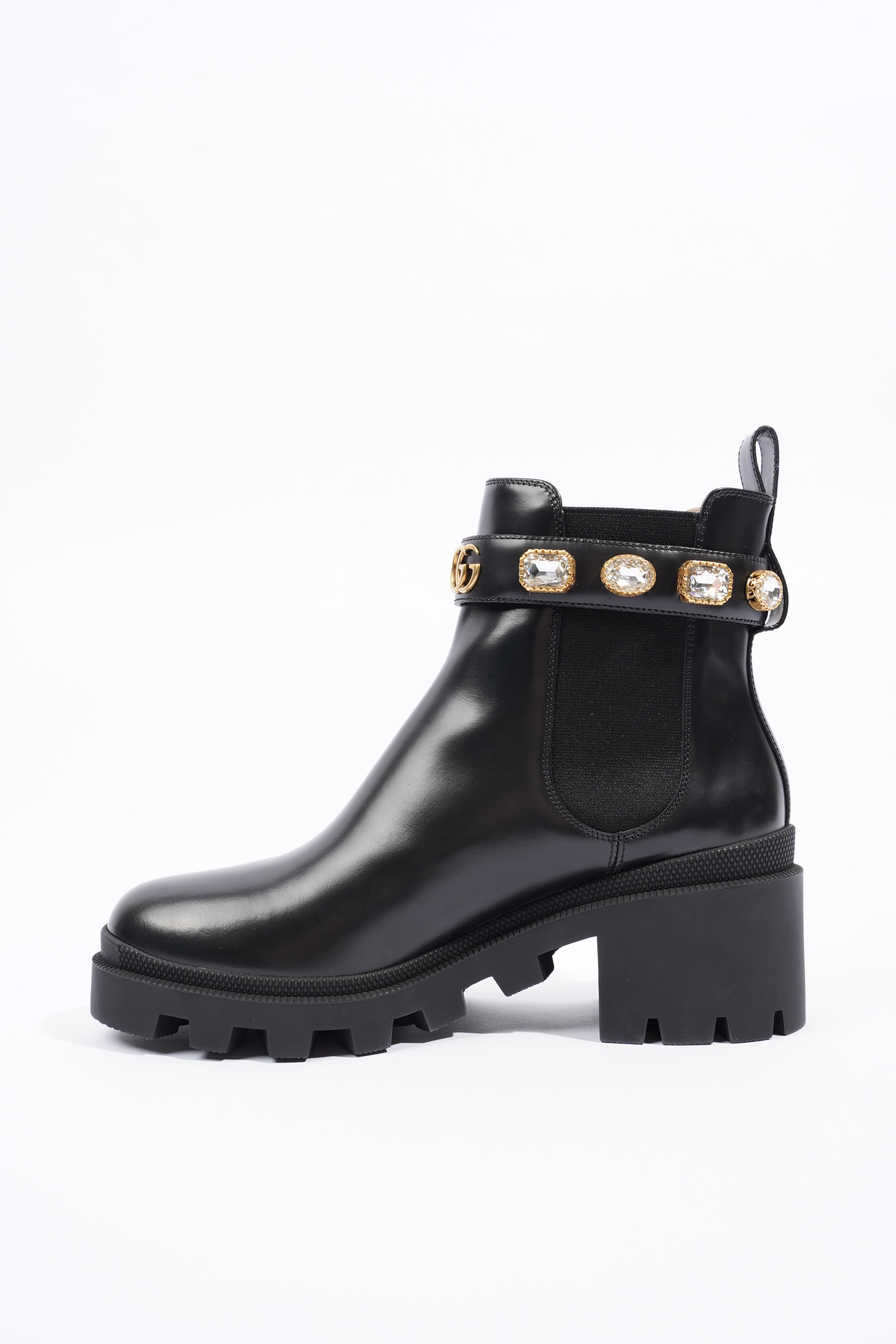 Gucci Womens Leather Ankle Boot With Belt Black EU 40 / UK 7