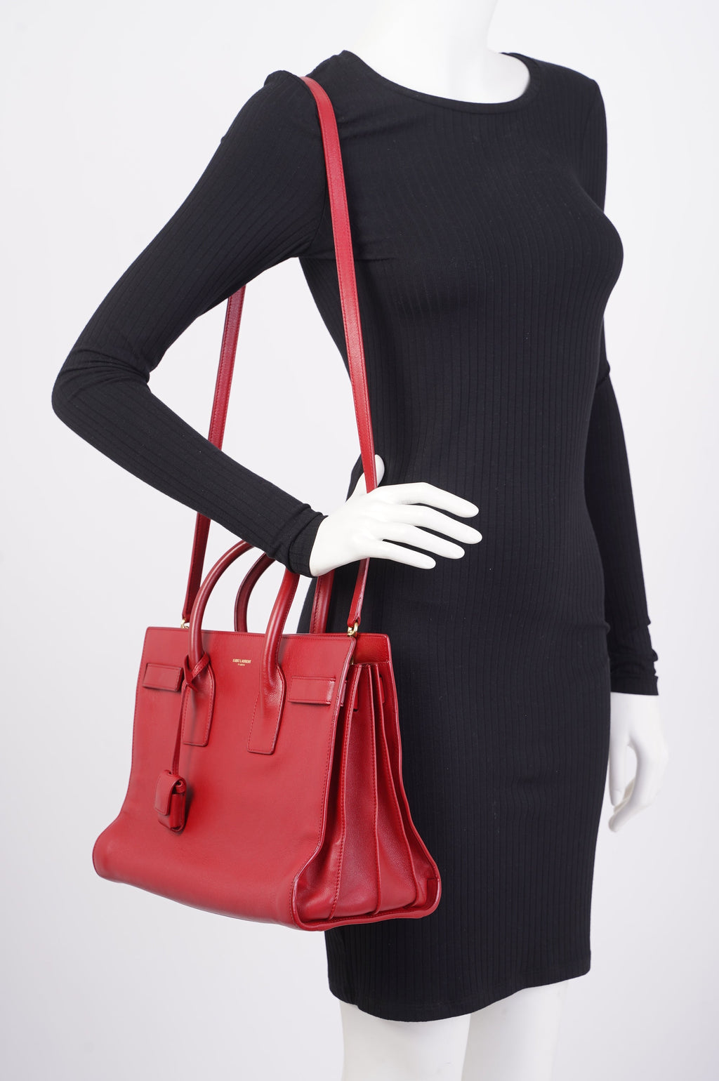 Saint Laurent Sac De Jour Red Calfskin Leather Small