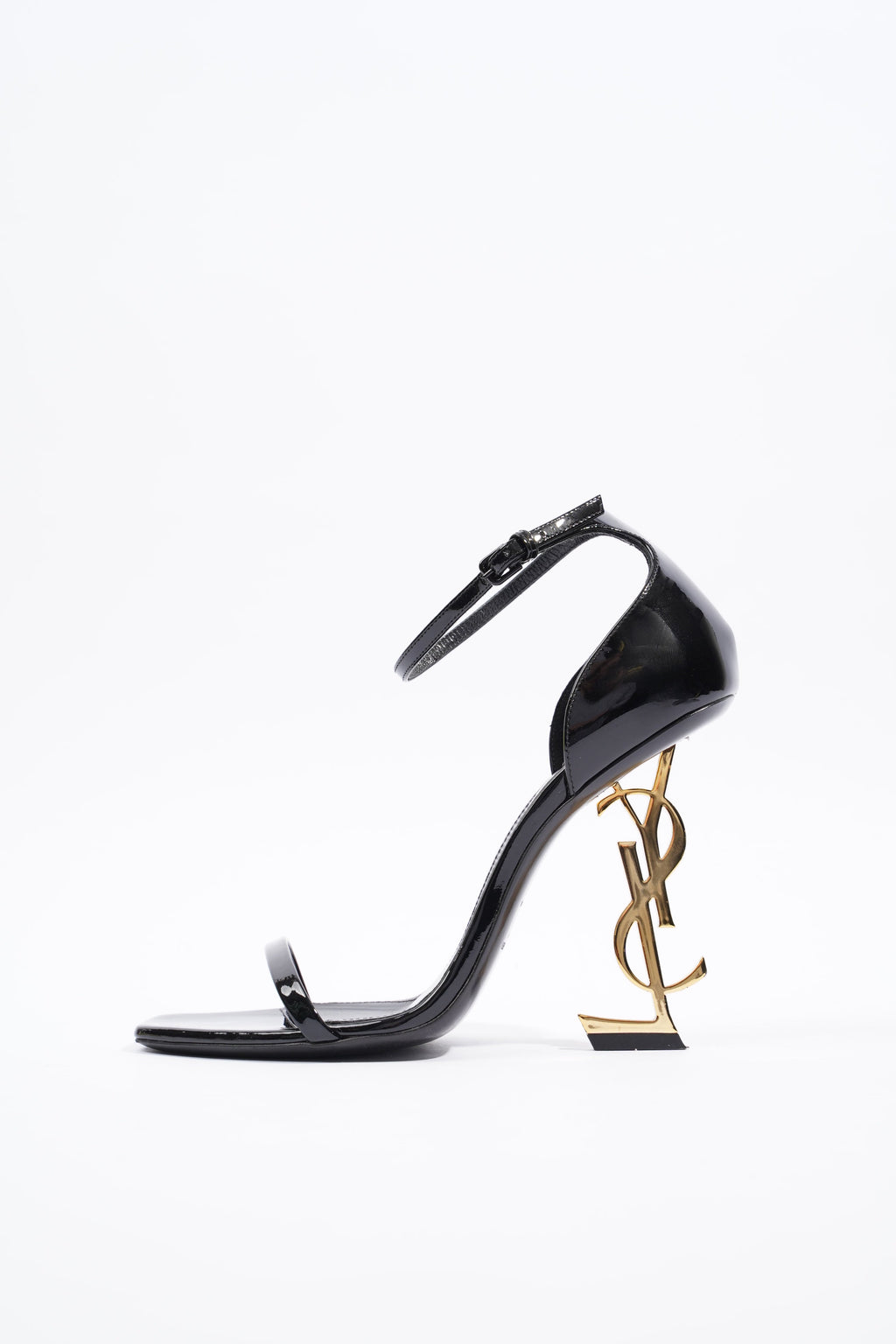 Saint Laurent Womens Opyum Sandal Patent Black EU 38 / UK 5