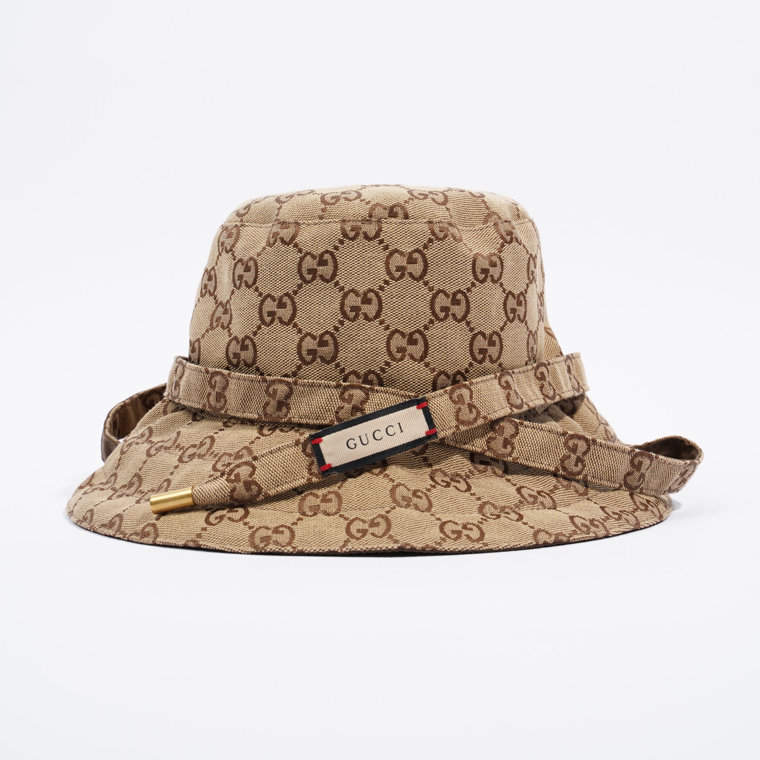 Gucci Womens Reversible Bucket Hat Supreme / Brown Canvas / Nylon Large