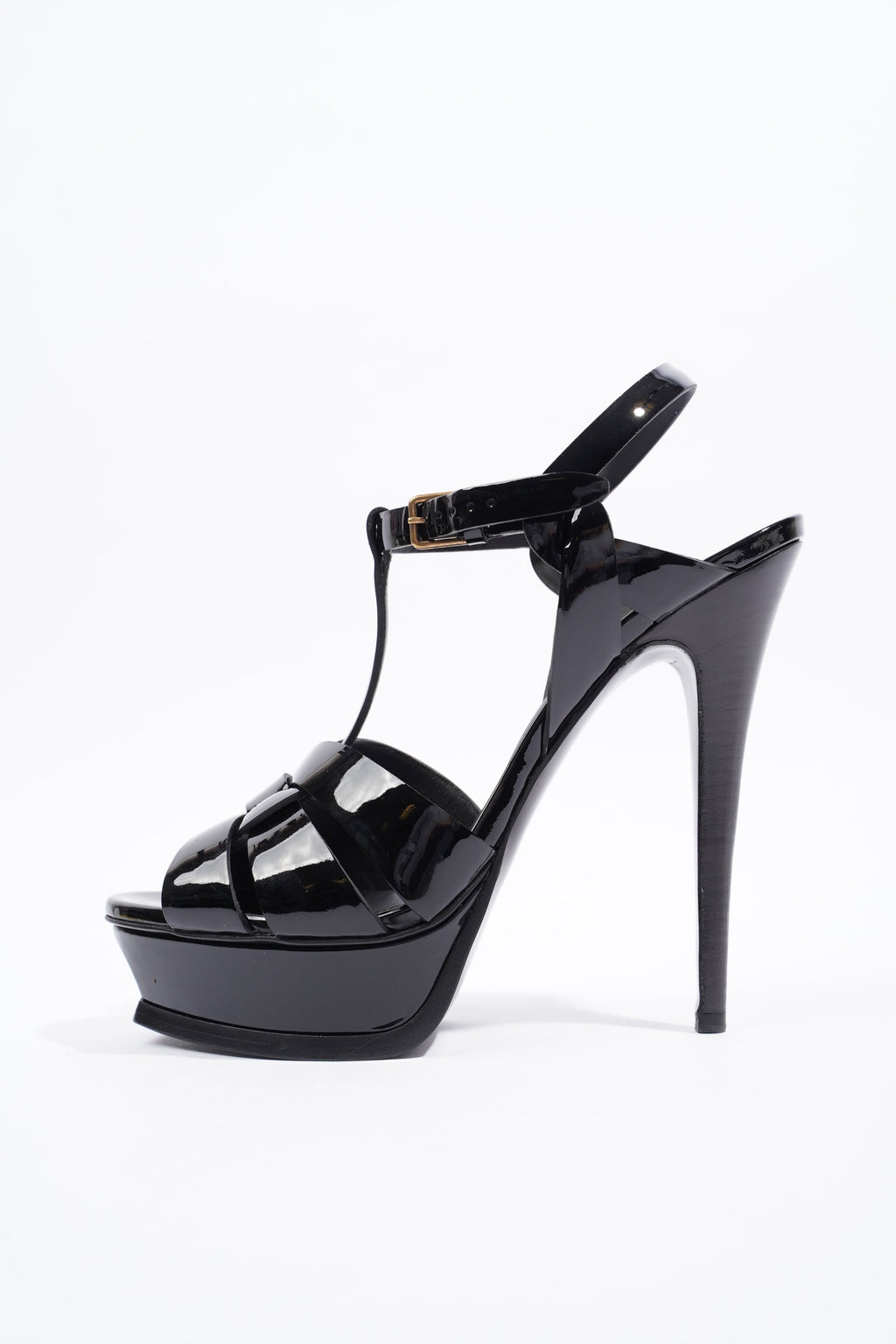 Saint Laurent Womens Tribute 105 Sandal Patent Black EU 39.5 / UK 6.5