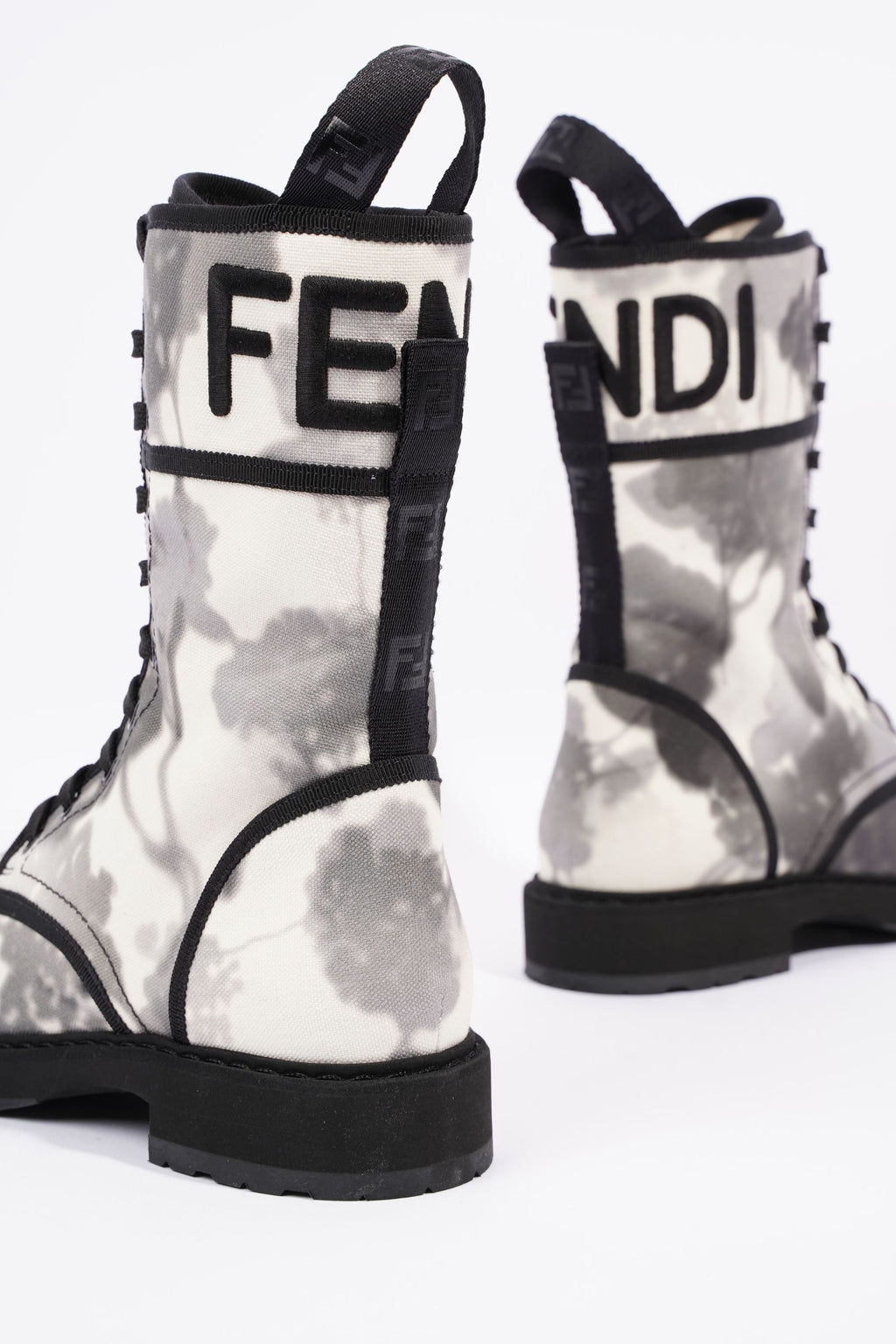 Fendi Womens Canvas Boots White / Grey EU 38 / UK 5