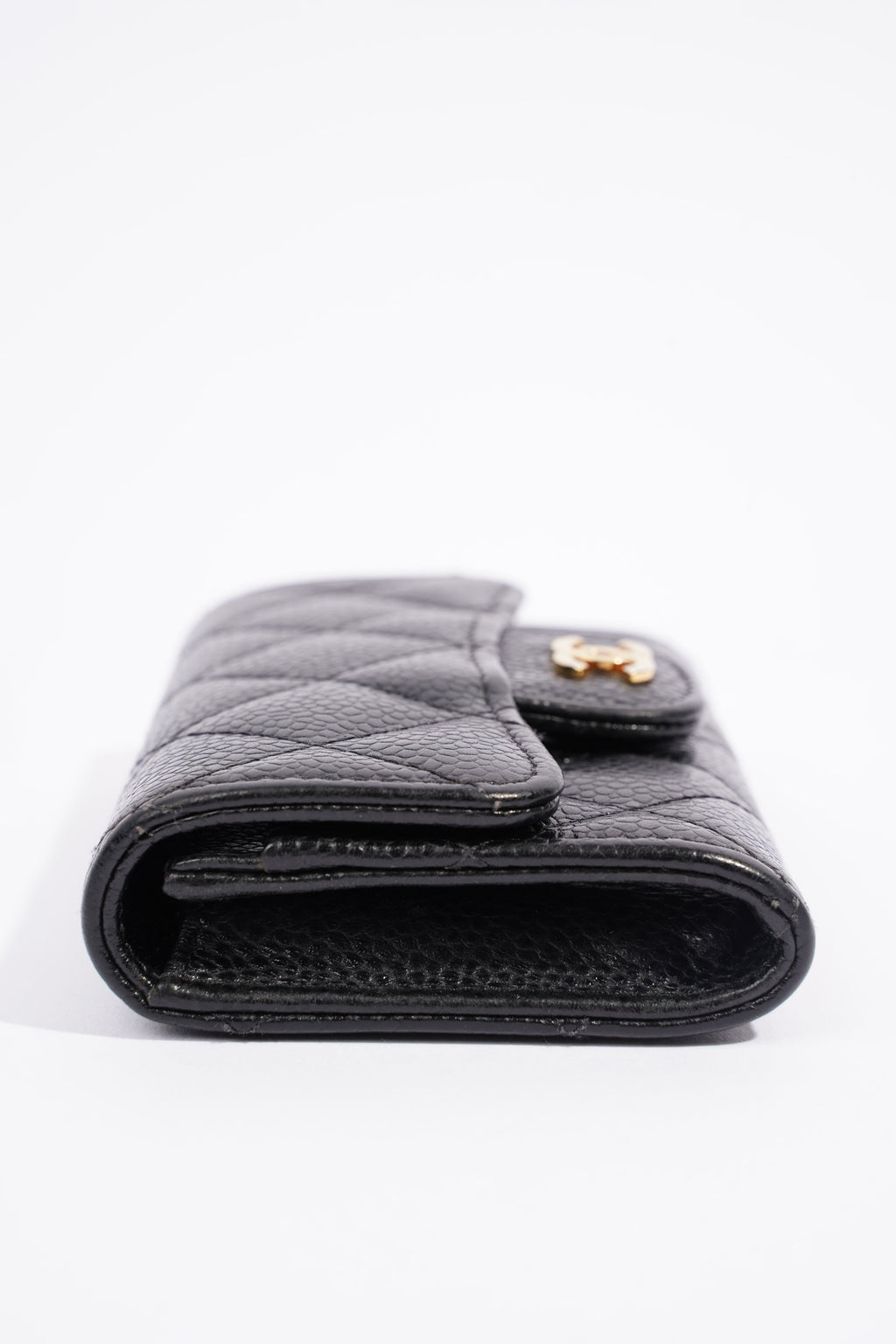 Chanel Womens Card Holder Caviar Black Leather