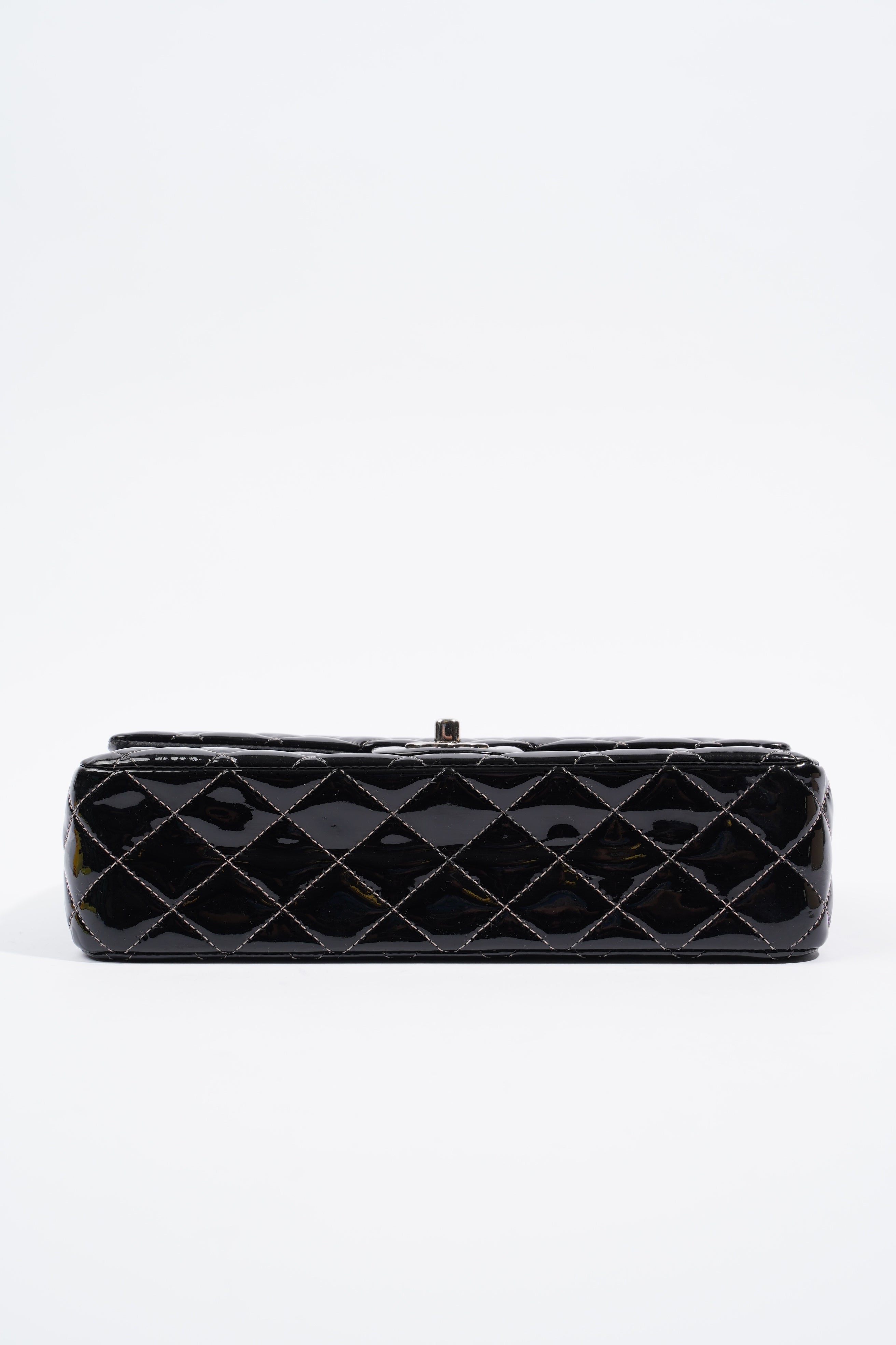 Chanel Double Flap Bag Black Patent Leather Medium