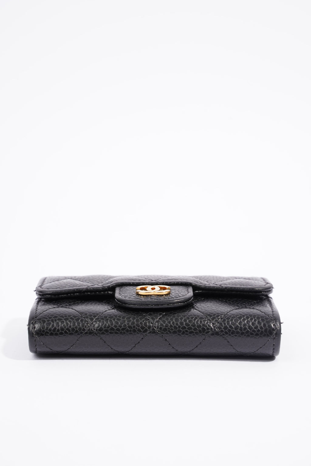 Chanel Womens Card Holder Caviar Black Leather