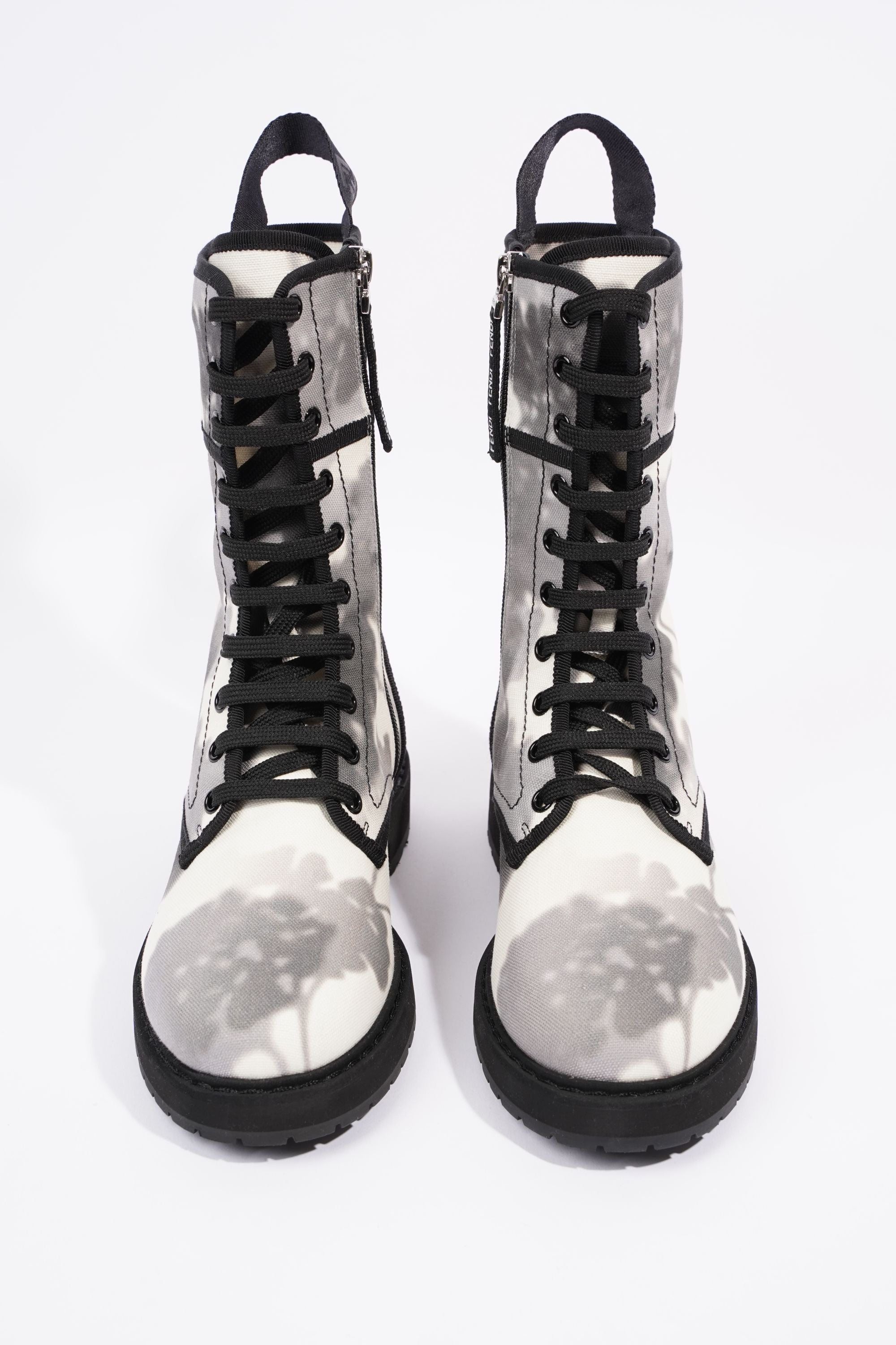 Fendi Womens Canvas Boots White / Grey EU 38 / UK 5