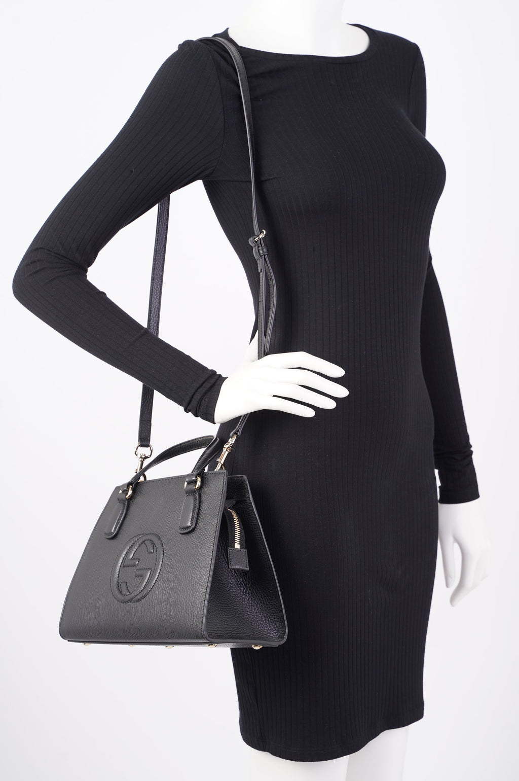 Gucci Womens Soho Tote Bag Black Leather Small