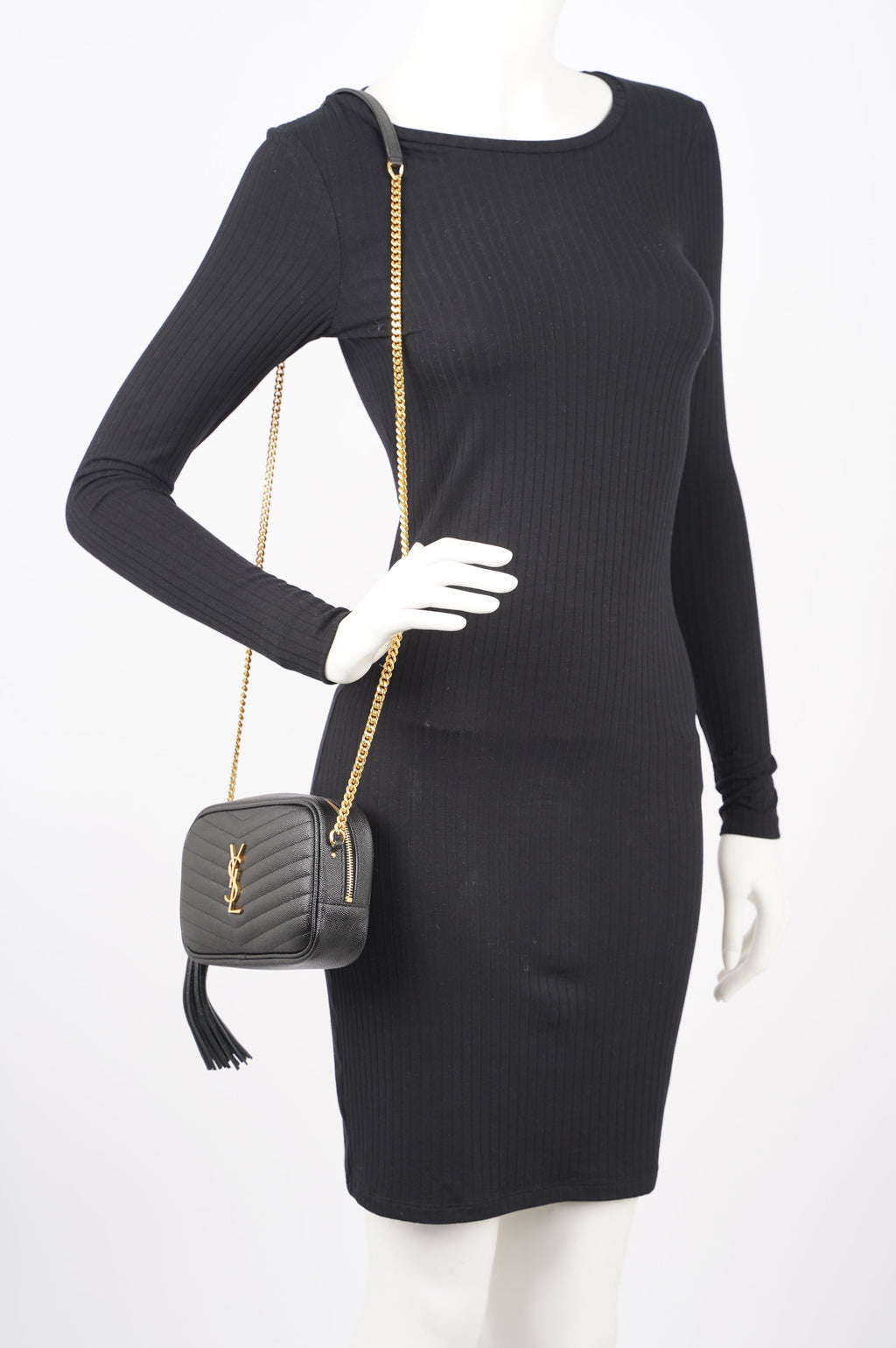 Saint Laurent Womens Lou Mini Bag Black / Gold