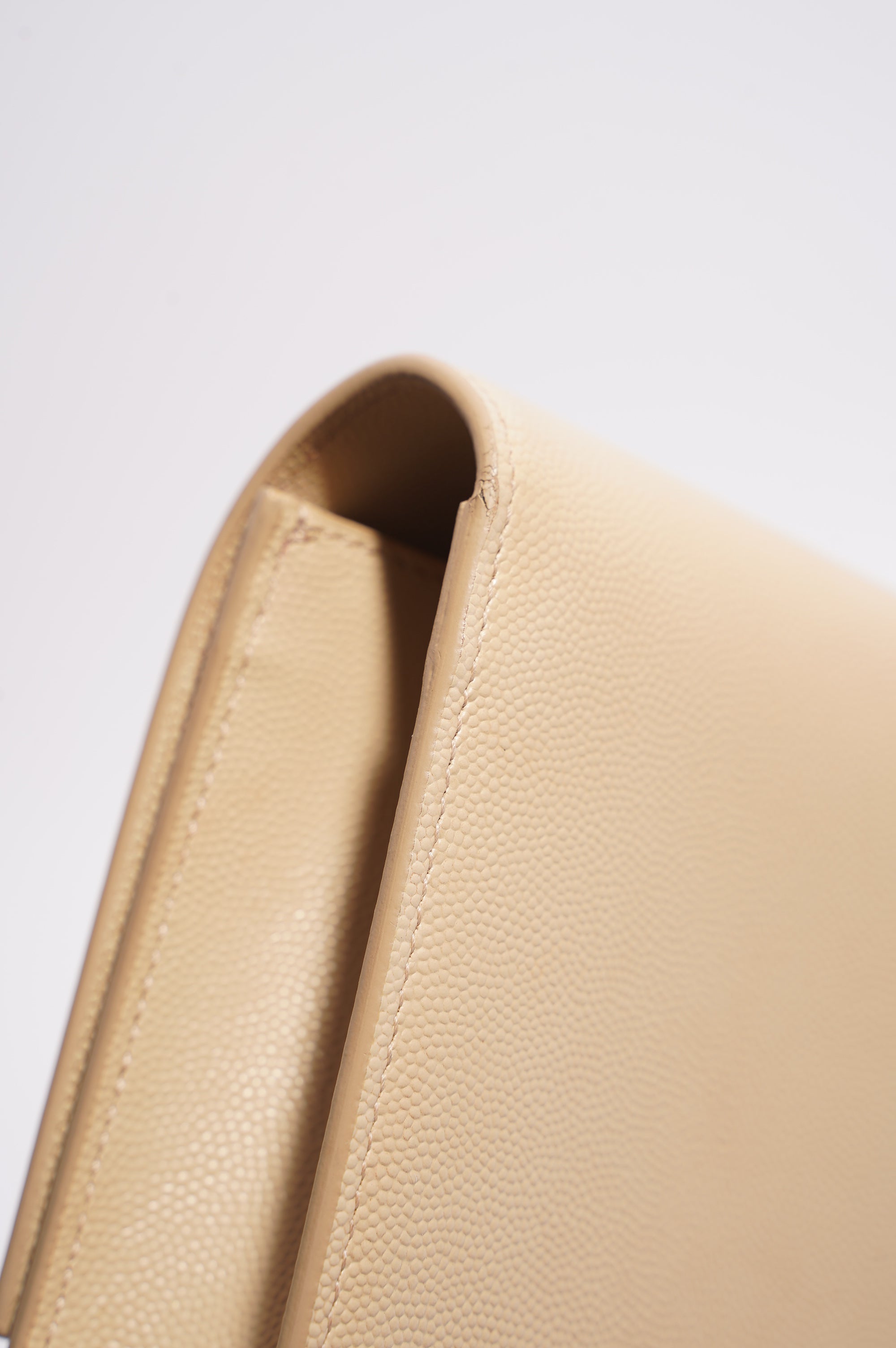 Saint Laurent Womens Kate Clutch Beige Leather