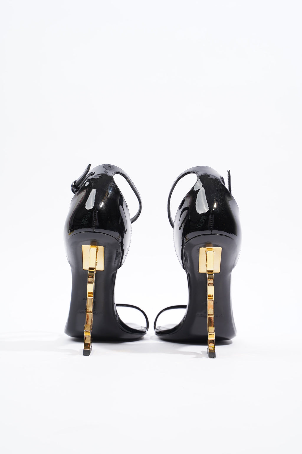 Saint Laurent Womens Opyum Sandal Patent Black EU 38 / UK 5