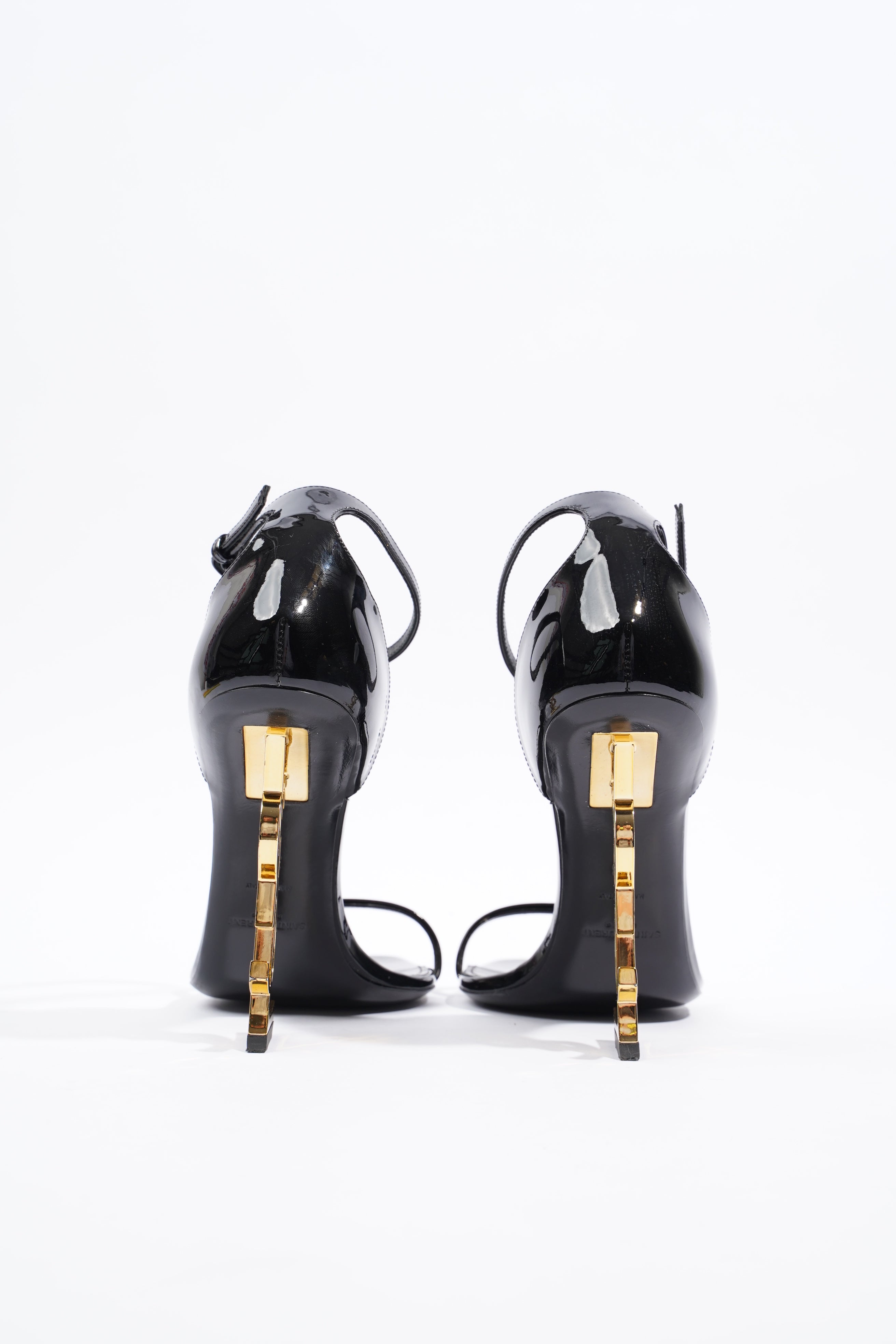 Saint Laurent Womens Opyum Sandal Patent Black EU 38 / UK 5