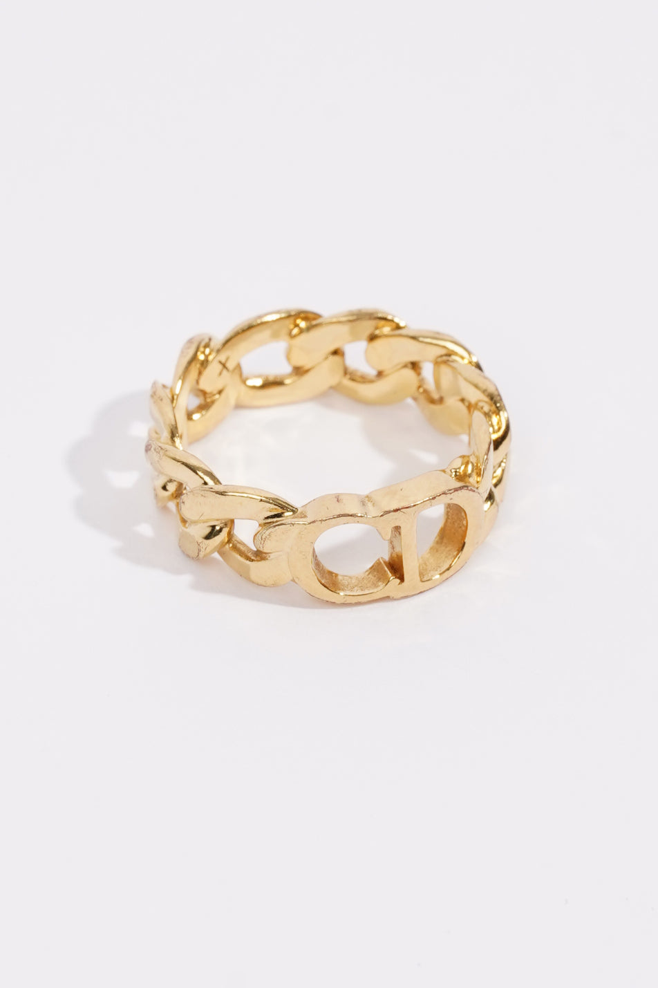 Christian Dior Womens Danseuse Etoile Chain Ring Golden Finish 57