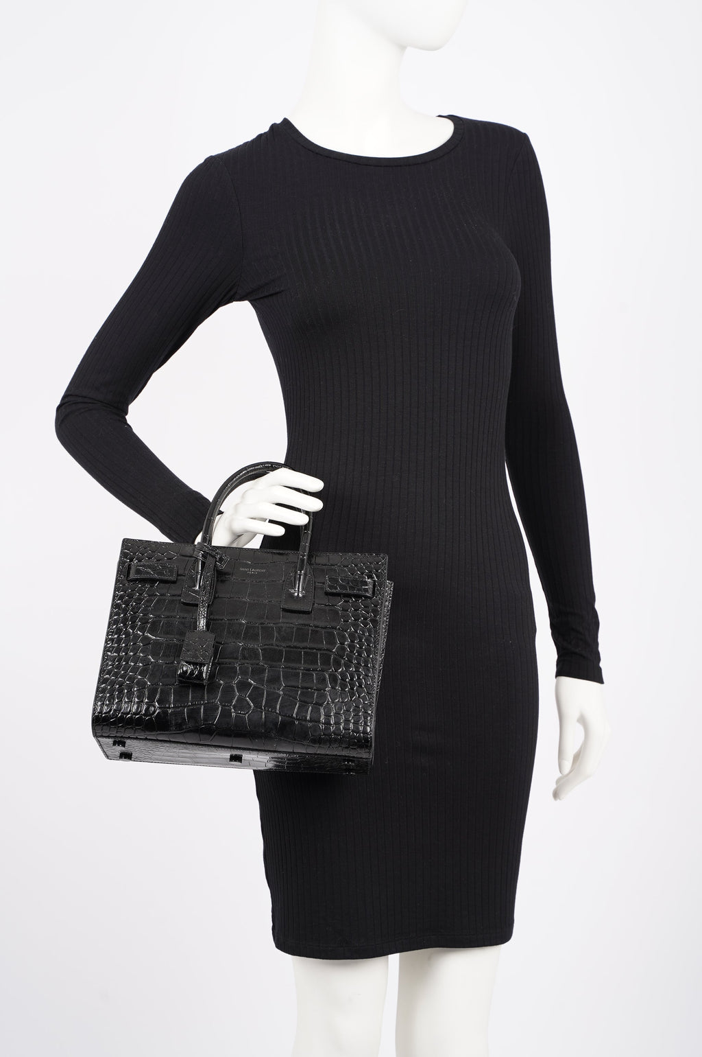 Saint Laurent Womens Sac De Jour Black Croc Baby