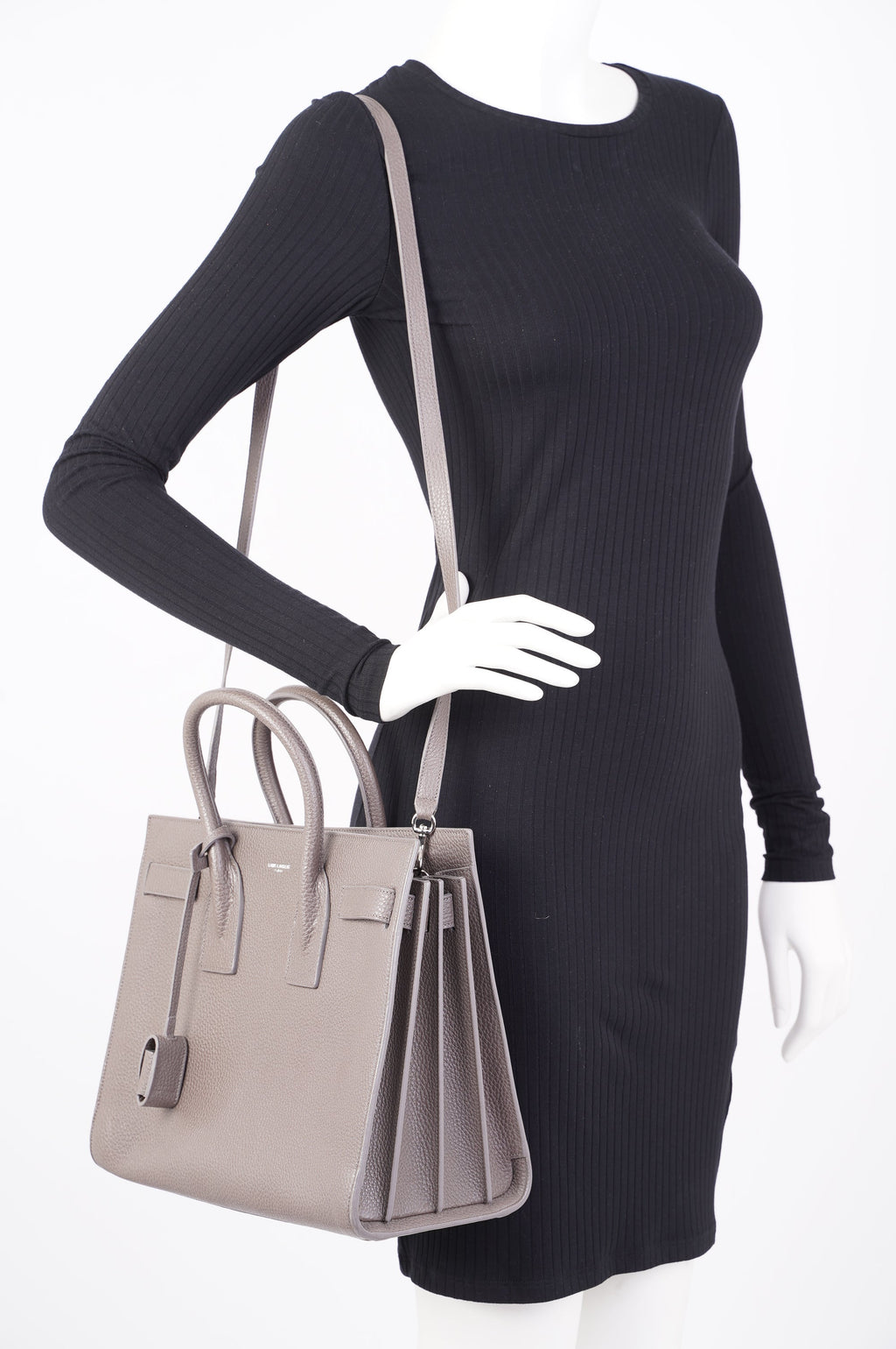 Saint Laurent Sac De Jour Tote Bag Grey Leather Small