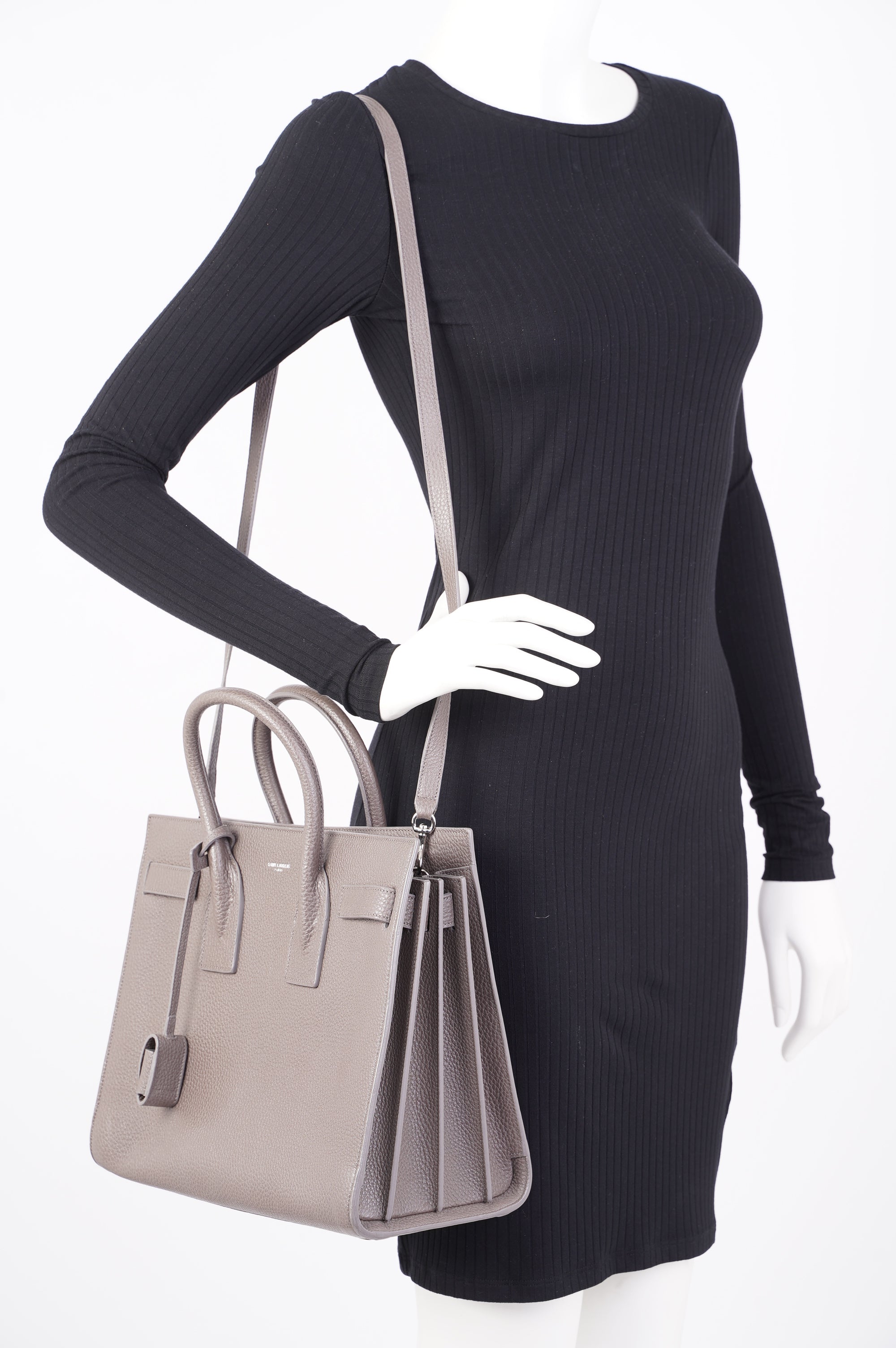 Saint Laurent Sac De Jour Tote Bag Grey Leather Small