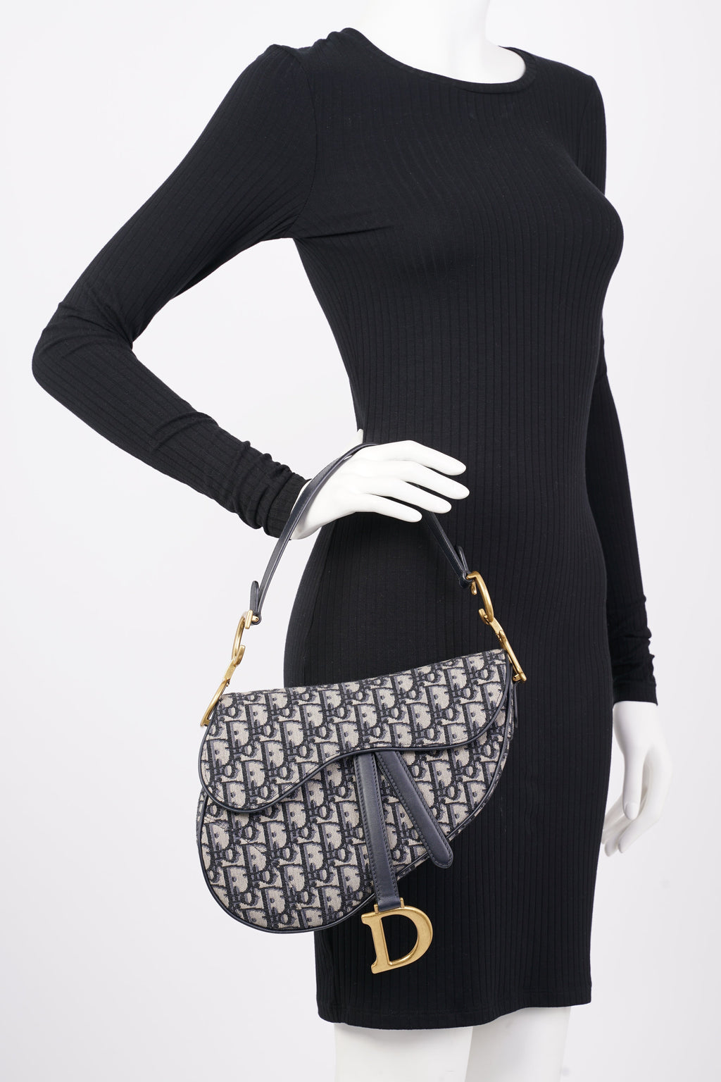 Christian Dior Womens Saddle Bag Oblique Canvas Medium