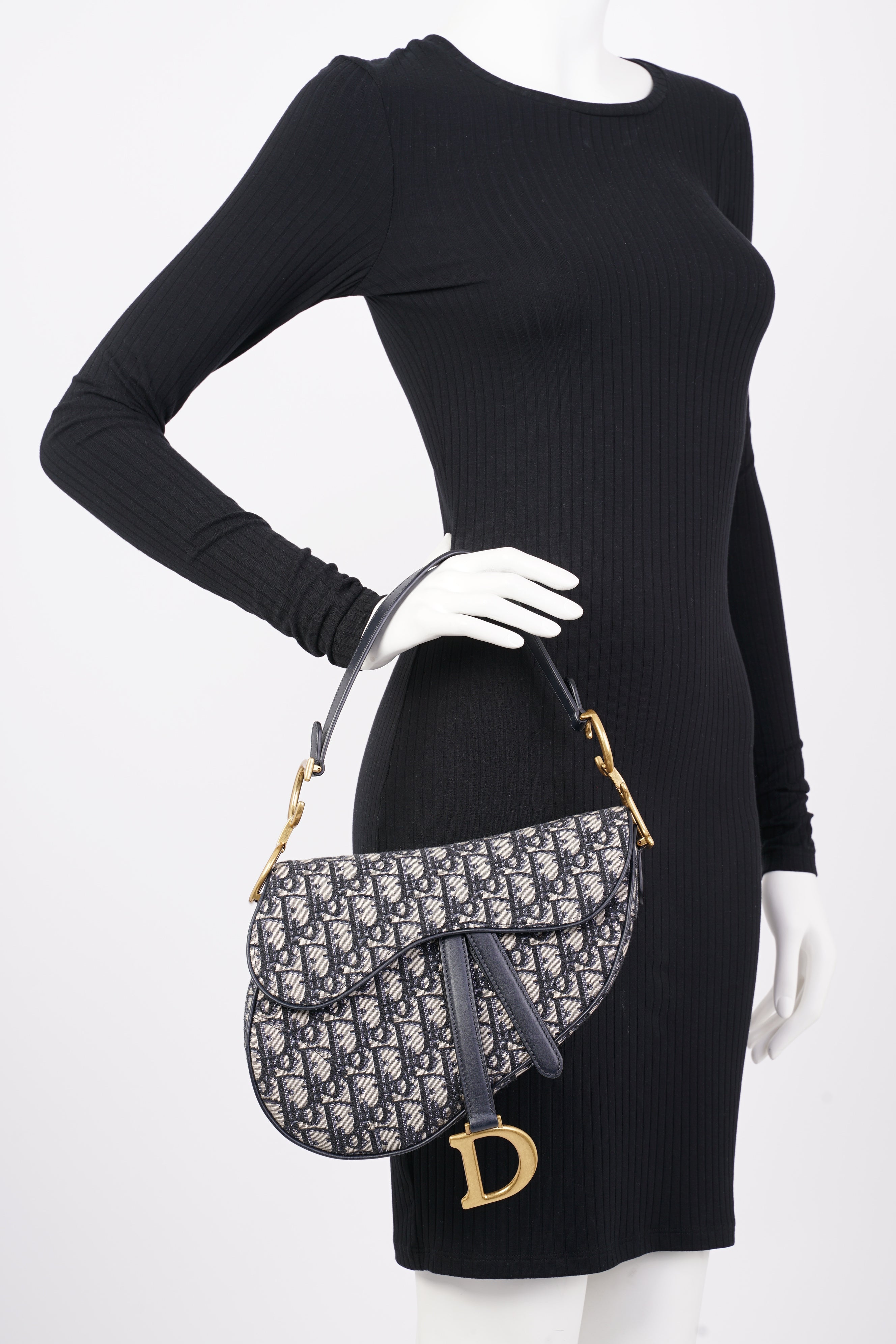 Christian Dior Womens Saddle Bag Oblique Canvas Medium