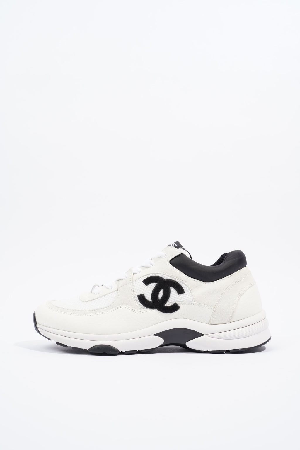 Chanel Womens CC Runners White / Cream / Black EU 39.5 / UK 6.5