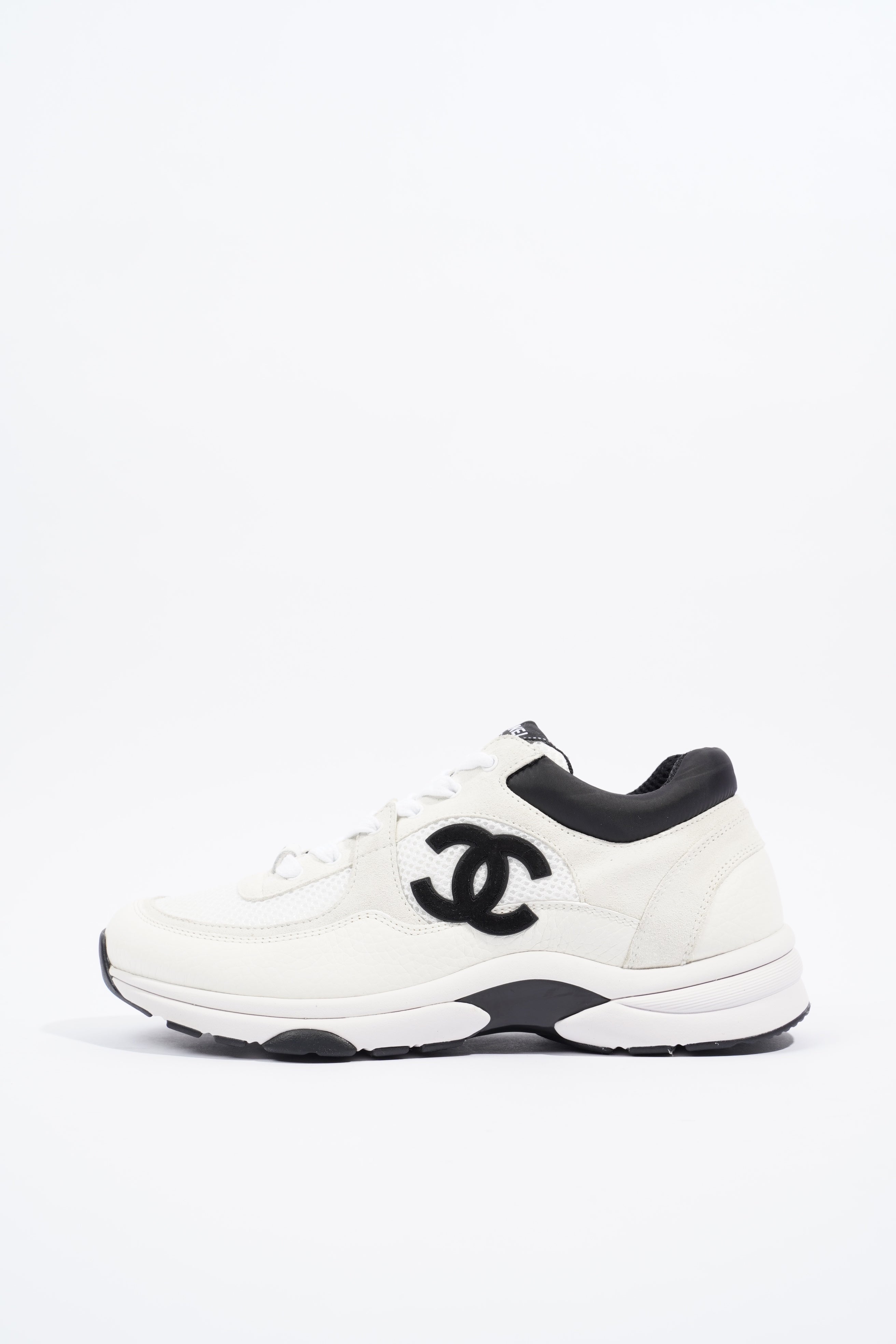 Chanel Womens CC Runners White / Cream / Black EU 39.5 / UK 6.5