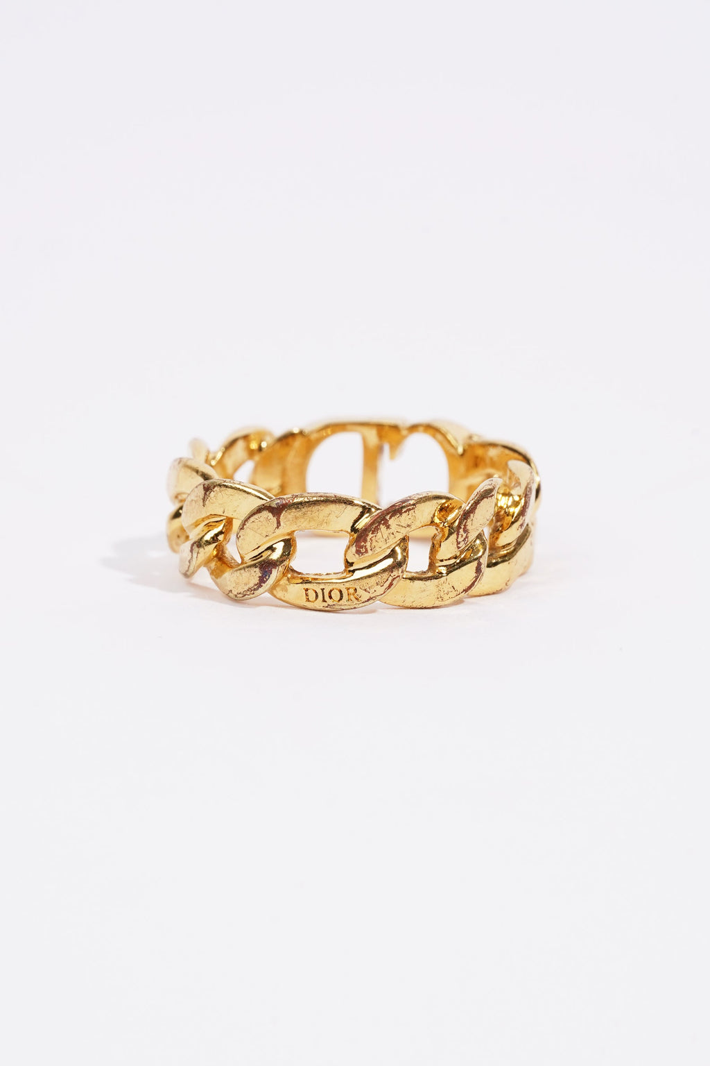 Christian Dior Womens Danseuse Etoile Chain Ring Golden Finish 57