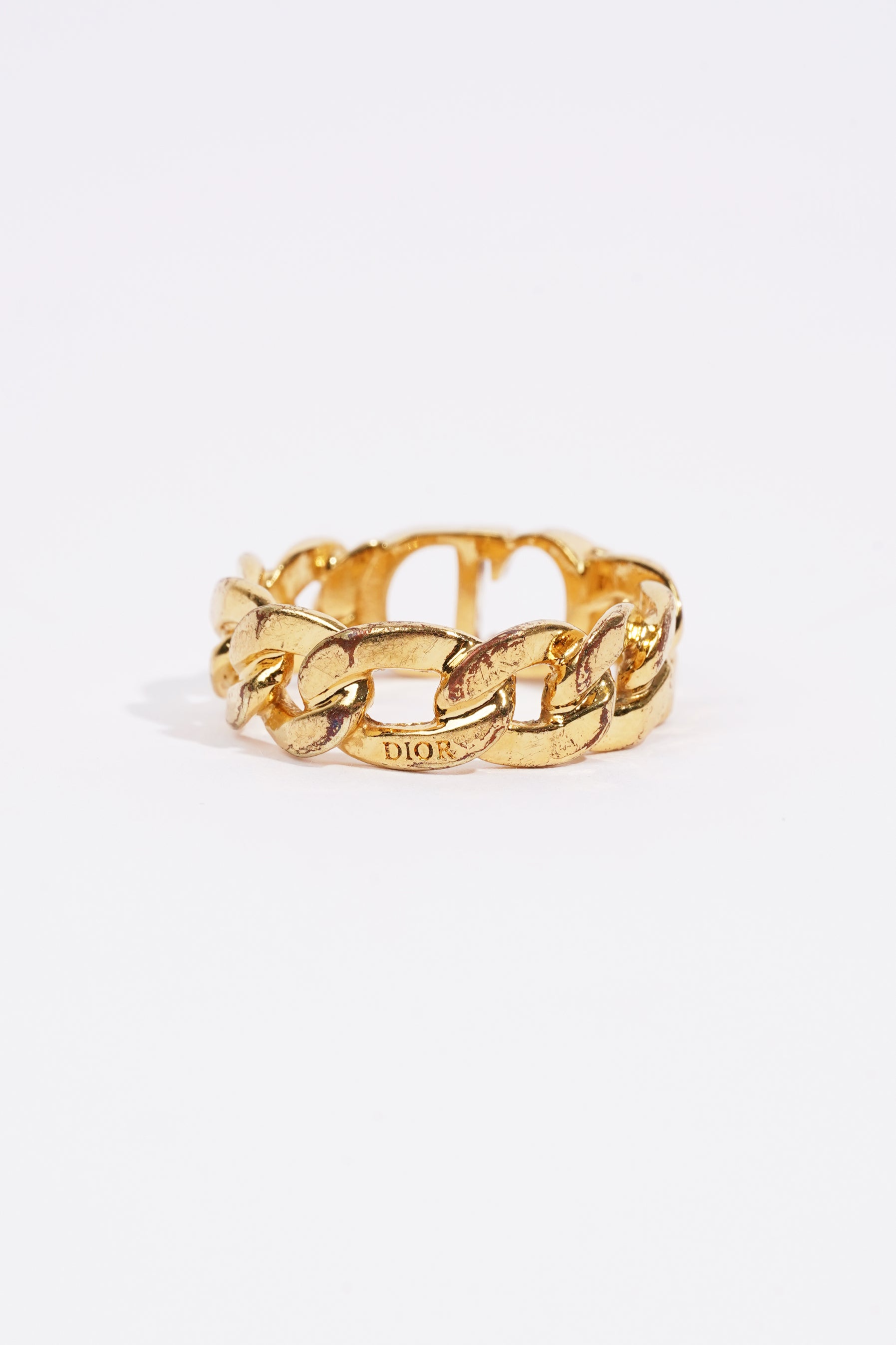 Christian Dior Womens Danseuse Etoile Chain Ring Golden Finish 57