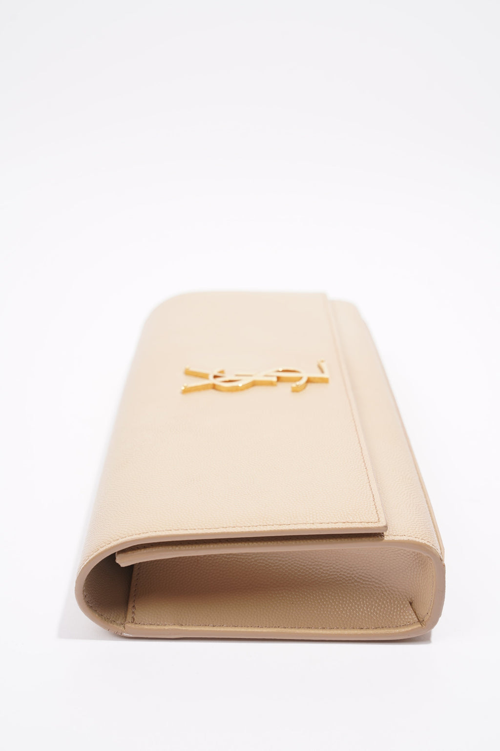 Saint Laurent Womens Kate Clutch Beige Leather