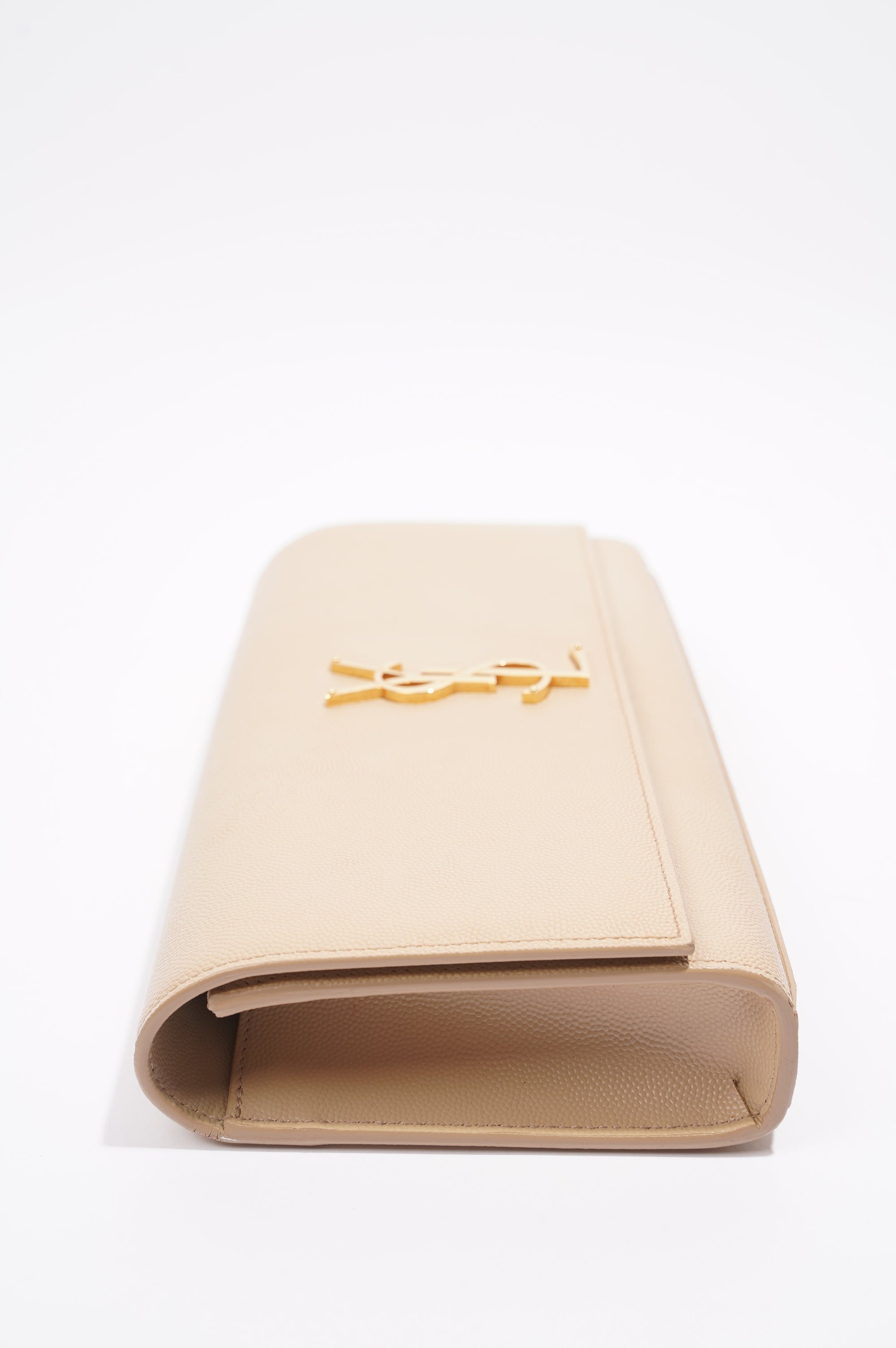 Saint Laurent Womens Kate Clutch Beige Leather