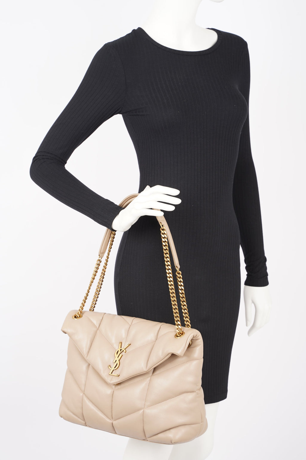 Saint Laurent Womens Lou Lou Beige Medium