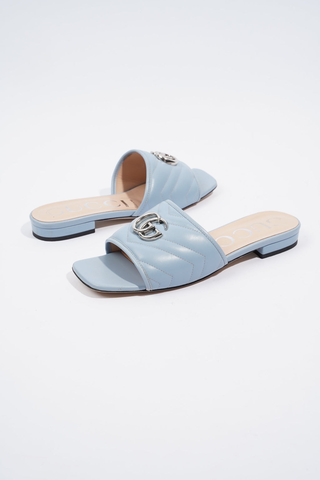 Gucci Double G Leather Sandal Baby Blue EU 38.5 / UK 5.5
