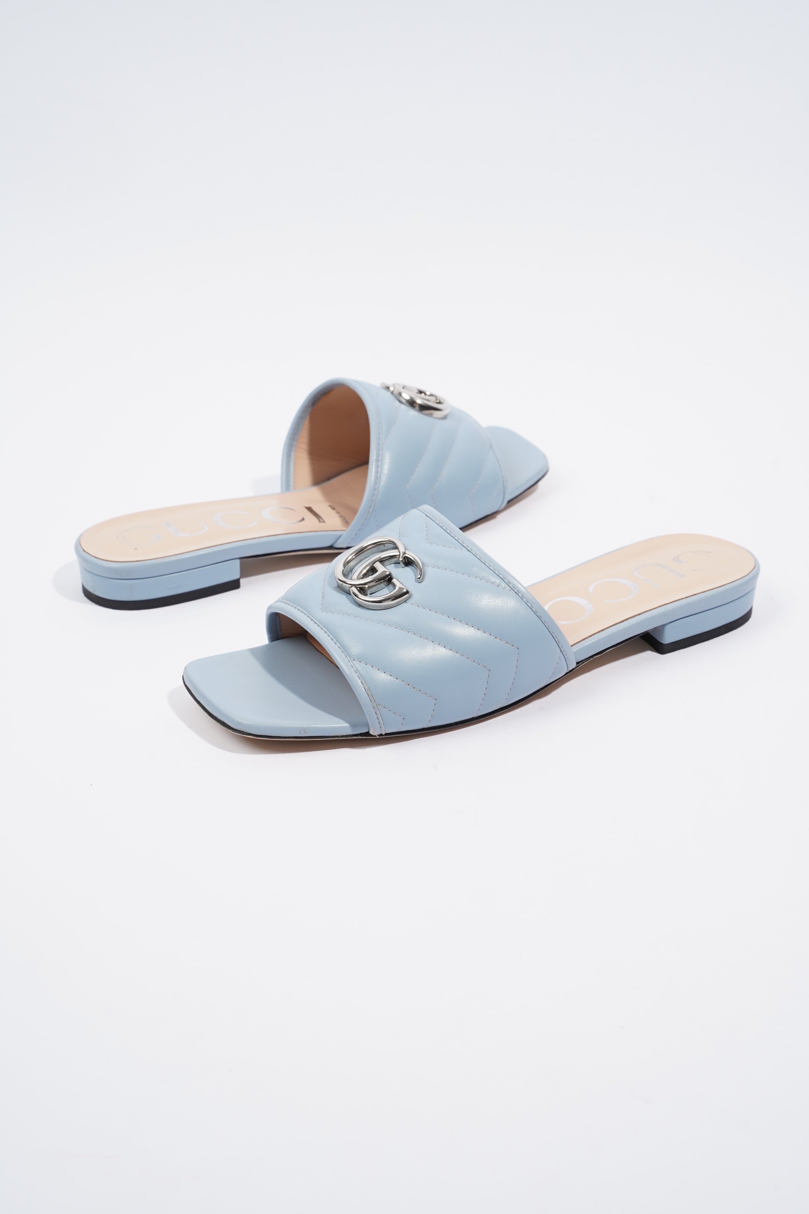 Gucci Double G Leather Sandal Baby Blue EU 38.5 / UK 5.5