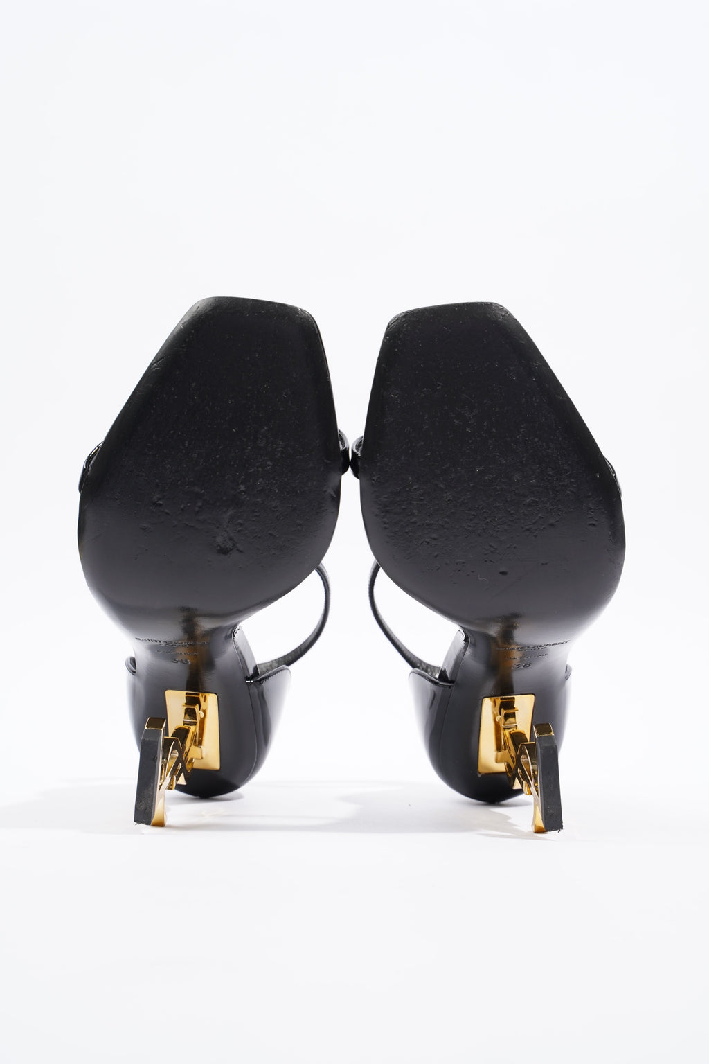 Saint Laurent Womens Opyum Sandal Patent Black EU 38 / UK 5