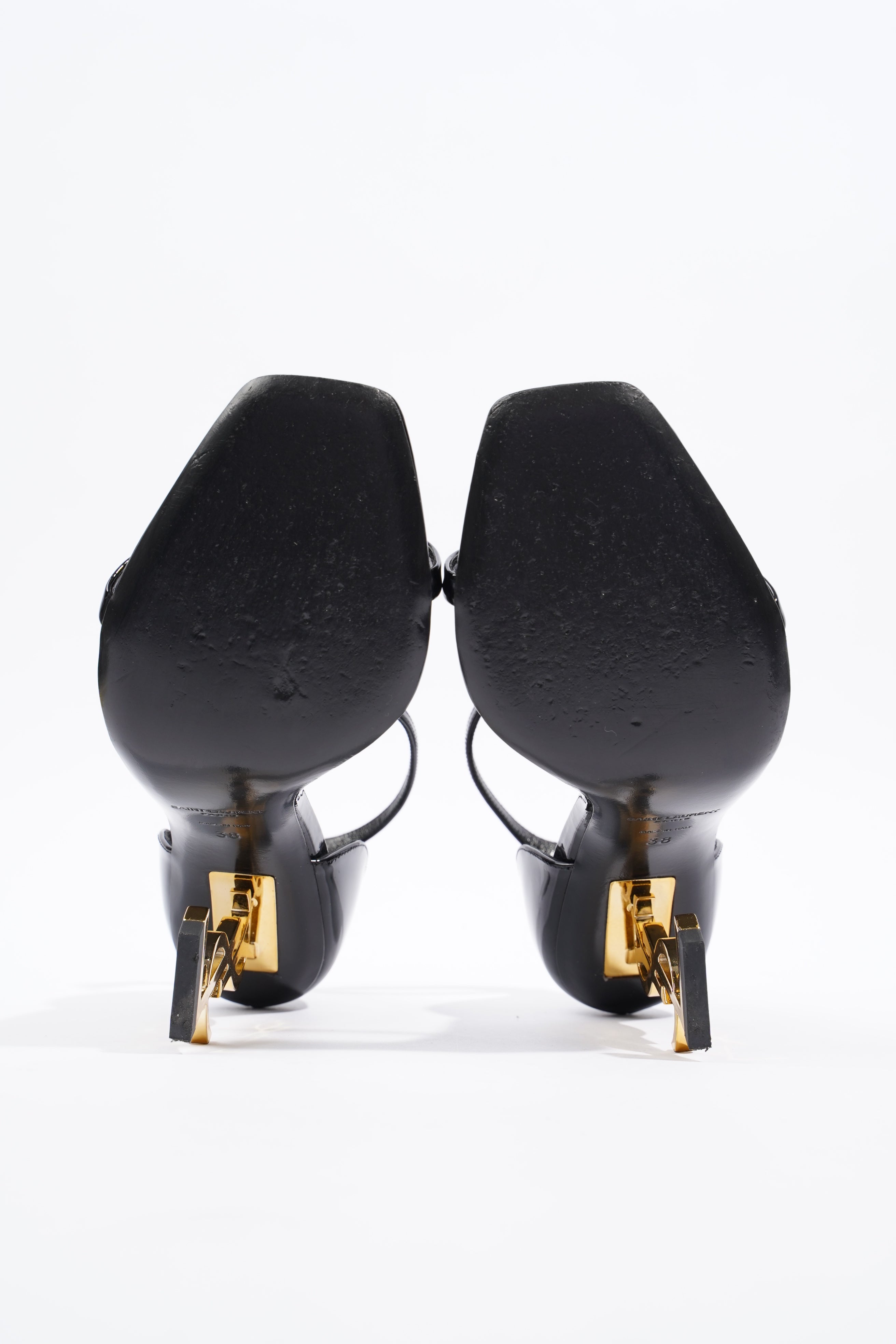Saint Laurent Womens Opyum Sandal Patent Black EU 38 / UK 5
