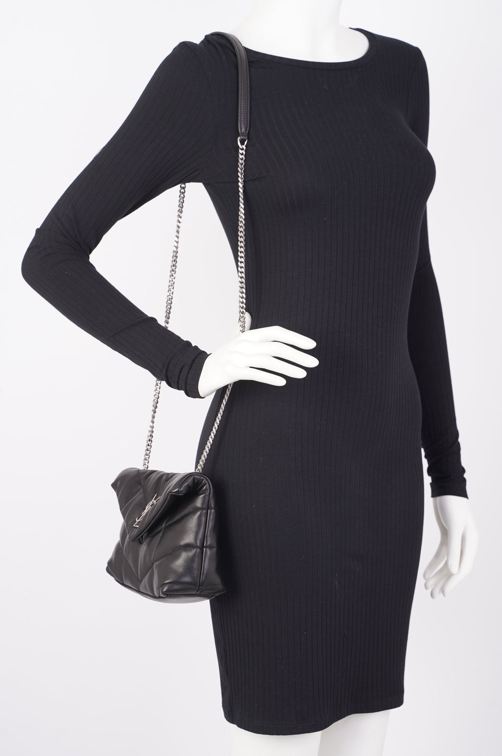 Saint Laurent Womens Lou Lou Puffer Crossbody Bag Black Leather Toy