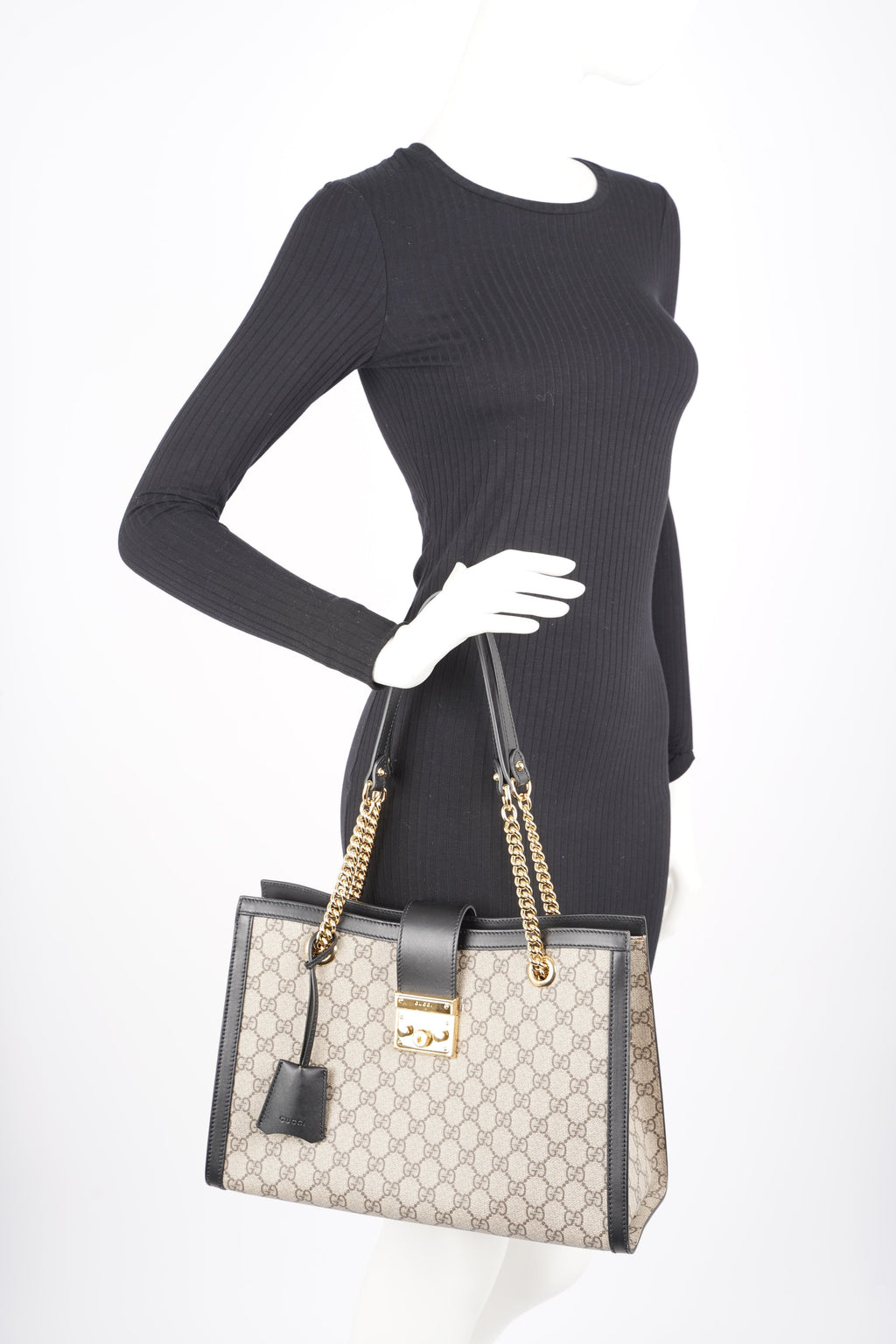Gucci Womens Padlock Bag Supreme Black Medium