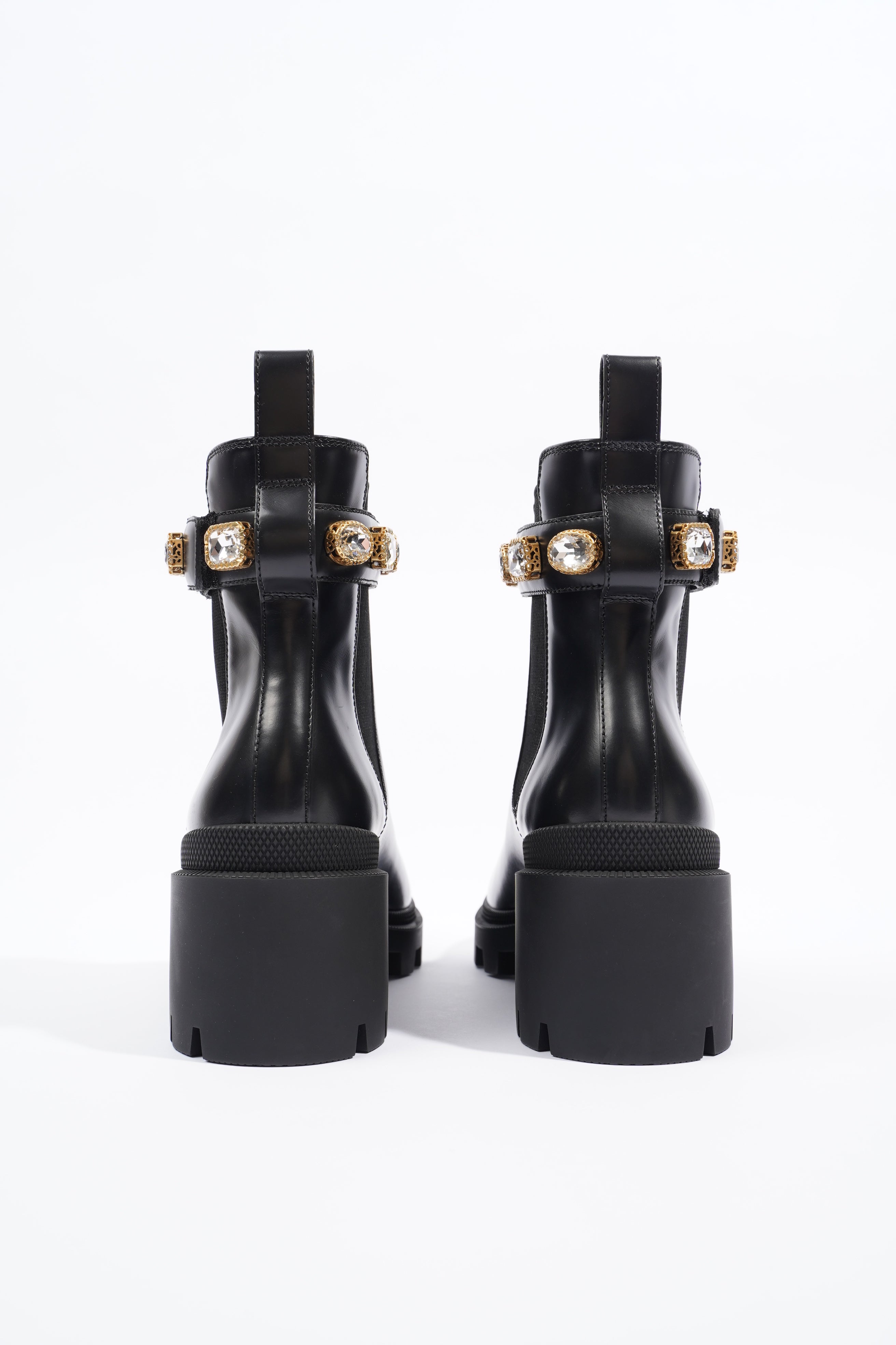 Gucci Womens Leather Ankle Boot With Belt Black EU 40 / UK 7