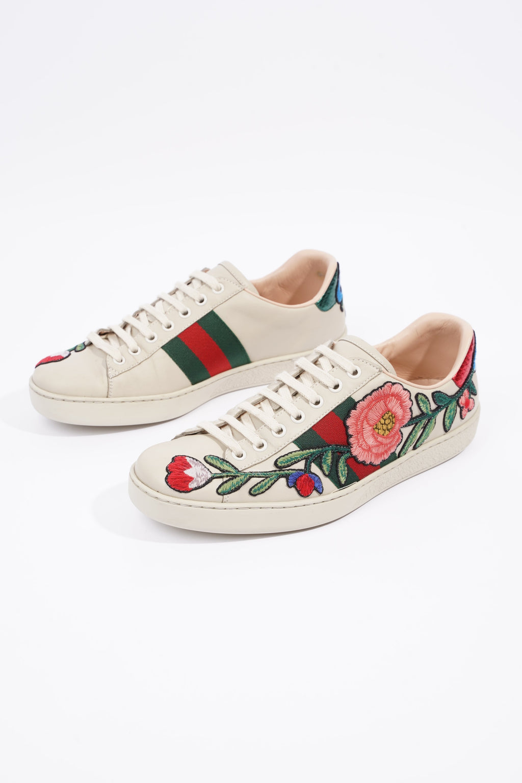 Gucci Mens Ace Floral Off White / Multi EU 40.5 / UK 6.5