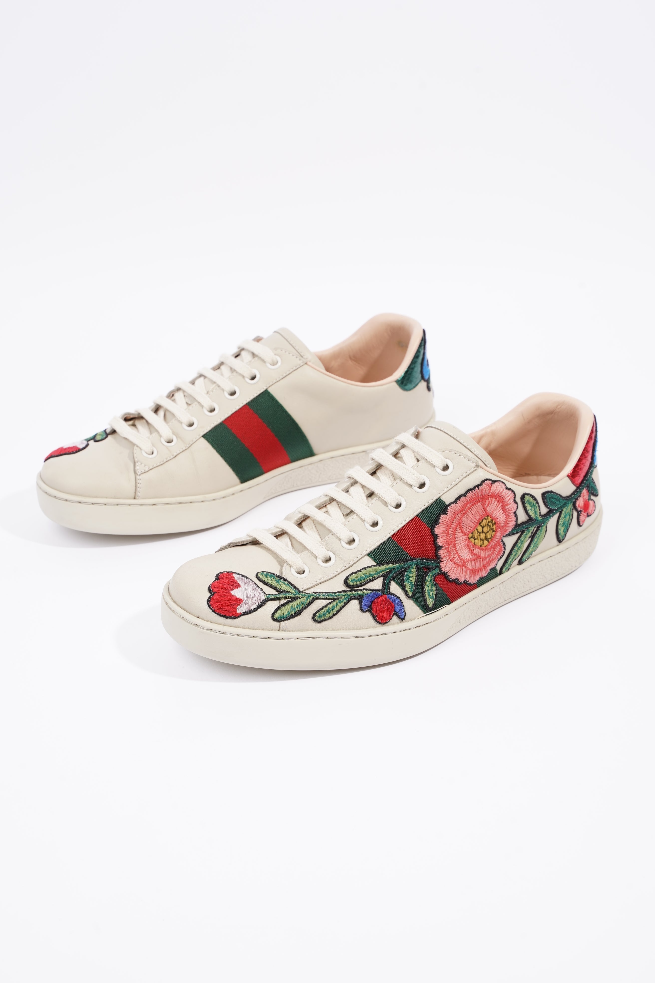 Gucci Mens Ace Floral Off White / Multi EU 40.5 / UK 6.5