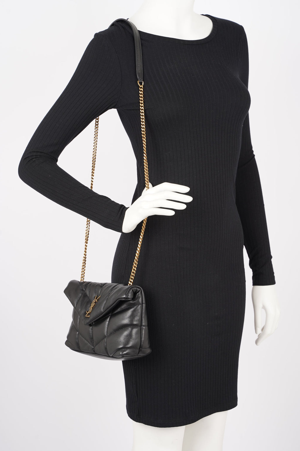 Saint Laurent Womens Loulou Toy Puffer Bag Black