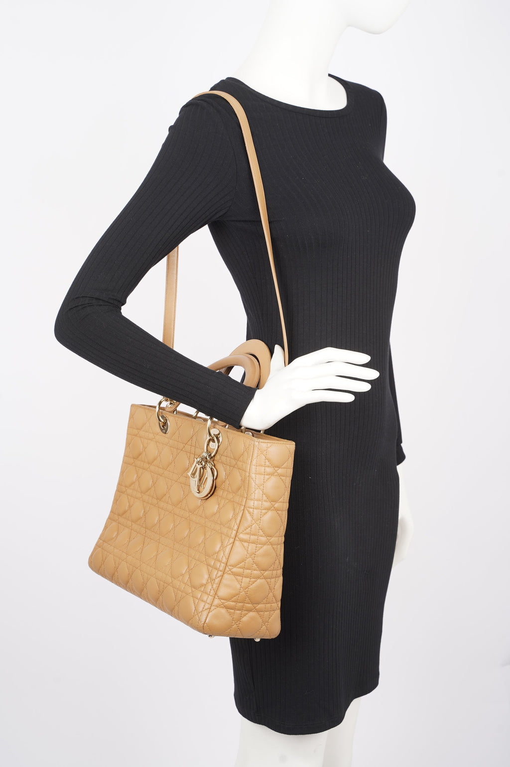 Christian Dior Womens Lady Dior Beige Large