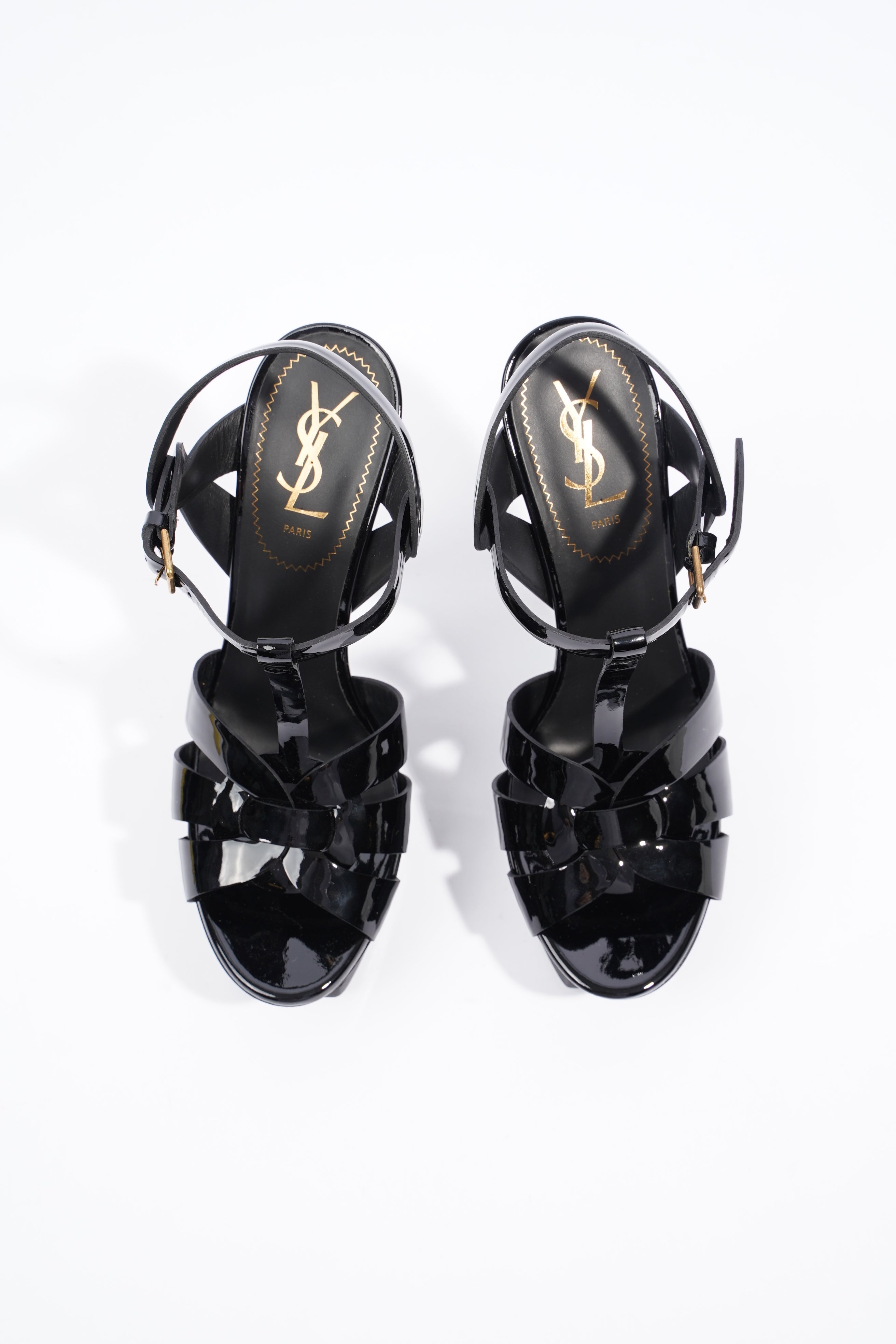 Saint Laurent Womens Tribute 105 Sandal Patent Black EU 39.5 / UK 6.5