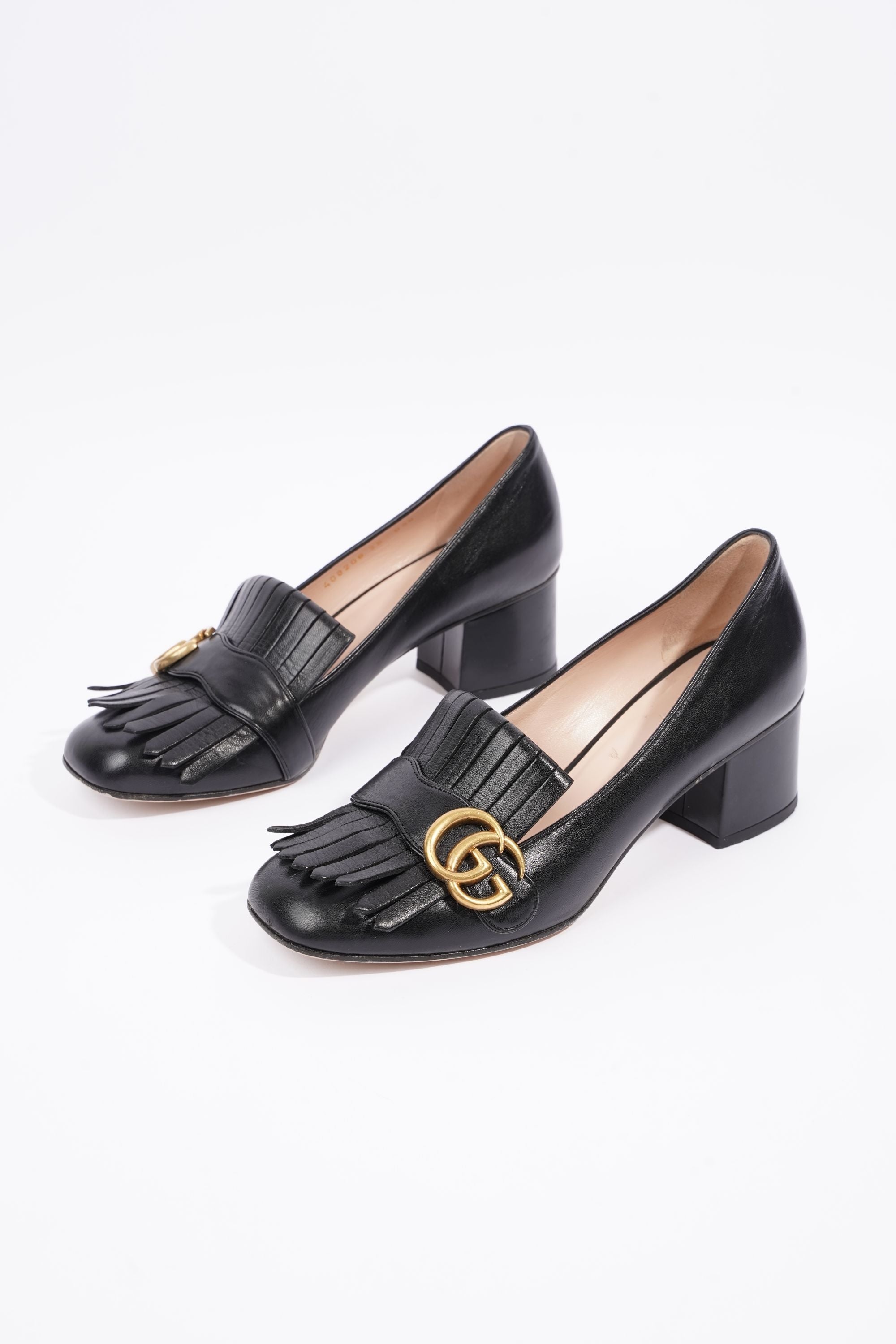 Gucci Womens Marmont Fringed Mule Black / Gold EU 38 / UK 5