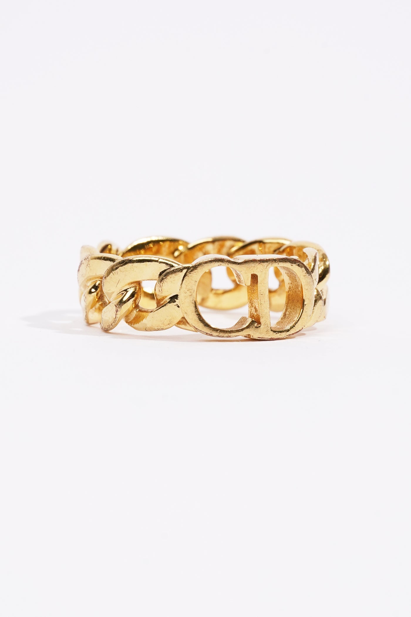 Christian Dior Womens Danseuse Etoile Chain Ring Golden Finish 57