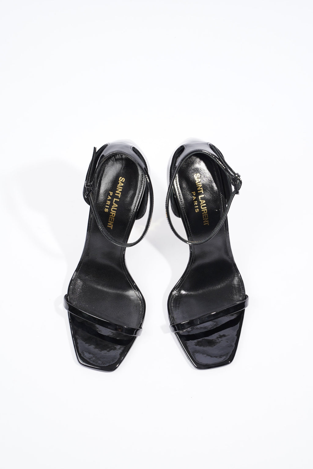 Saint Laurent Womens Opyum Sandal Patent Black EU 38 / UK 5