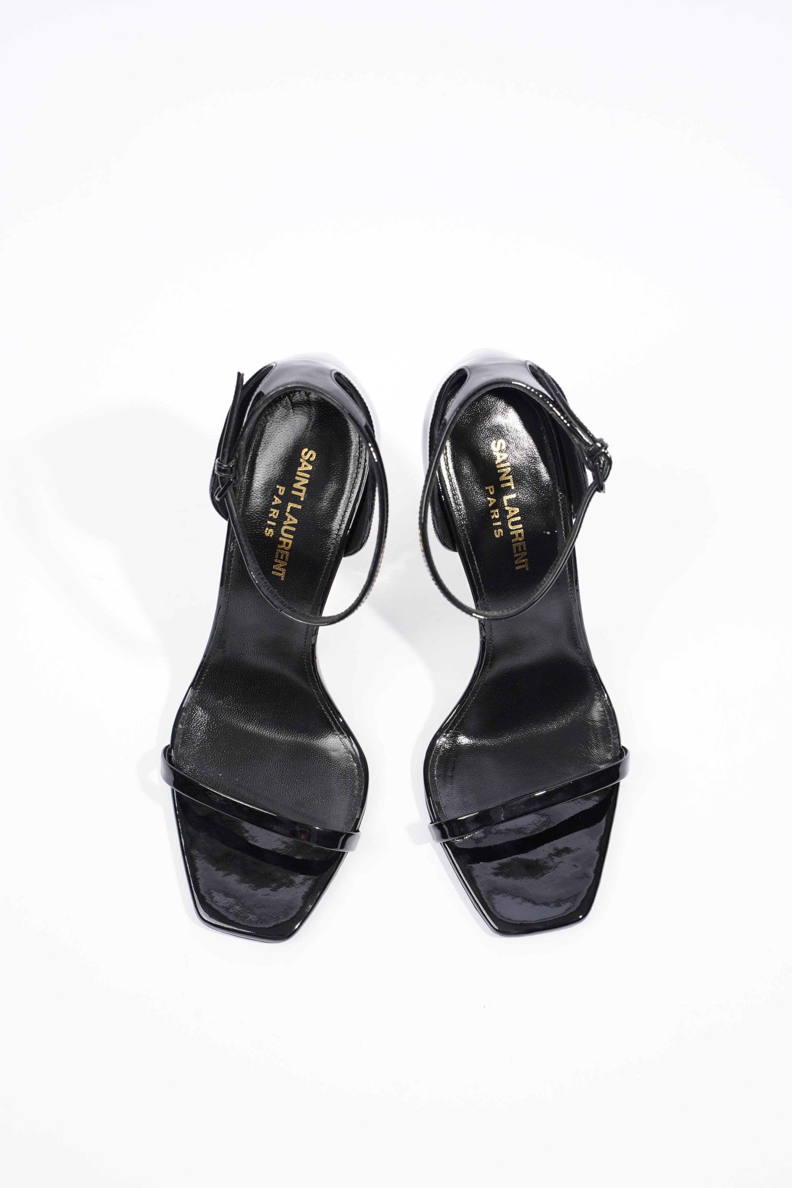 Saint Laurent Womens Opyum Sandal Patent Black EU 38 / UK 5
