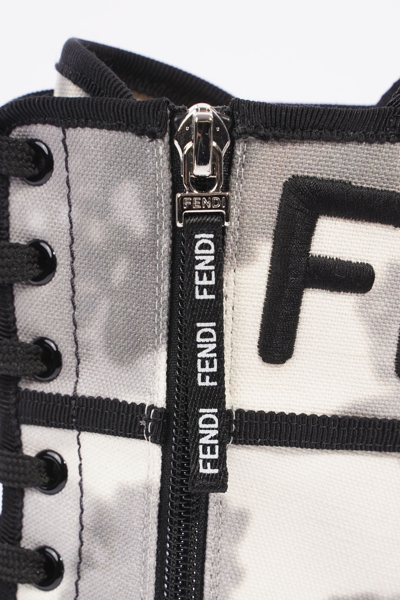 Fendi Womens Canvas Boots White / Grey EU 38 / UK 5