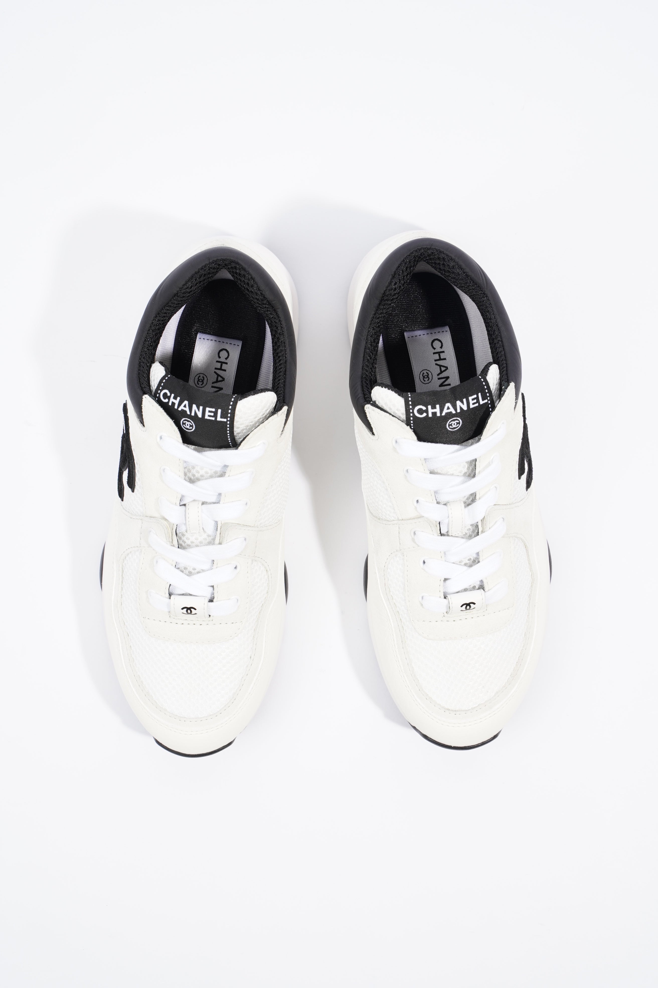Chanel Womens CC Runners White / Cream / Black EU 39.5 / UK 6.5