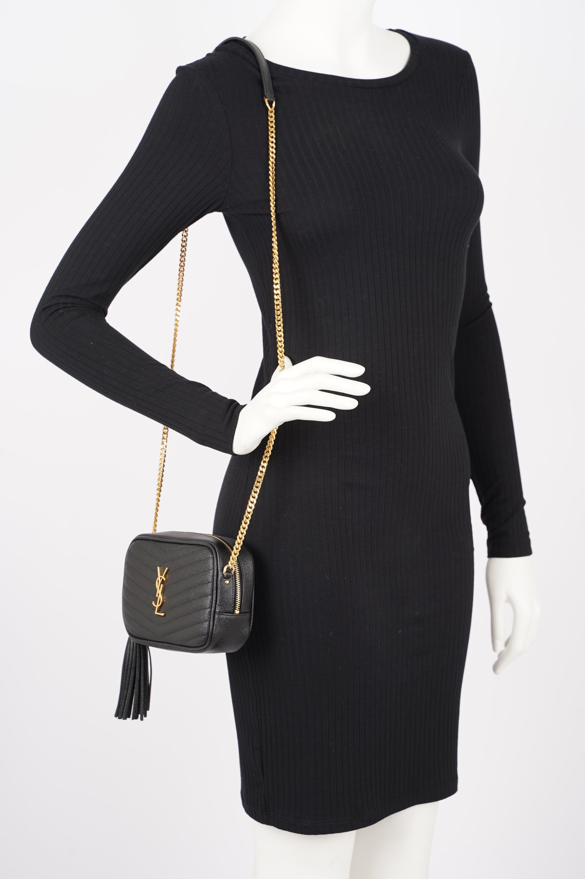 Saint Laurent Womens Lou Camera Bag Black Leather Mini