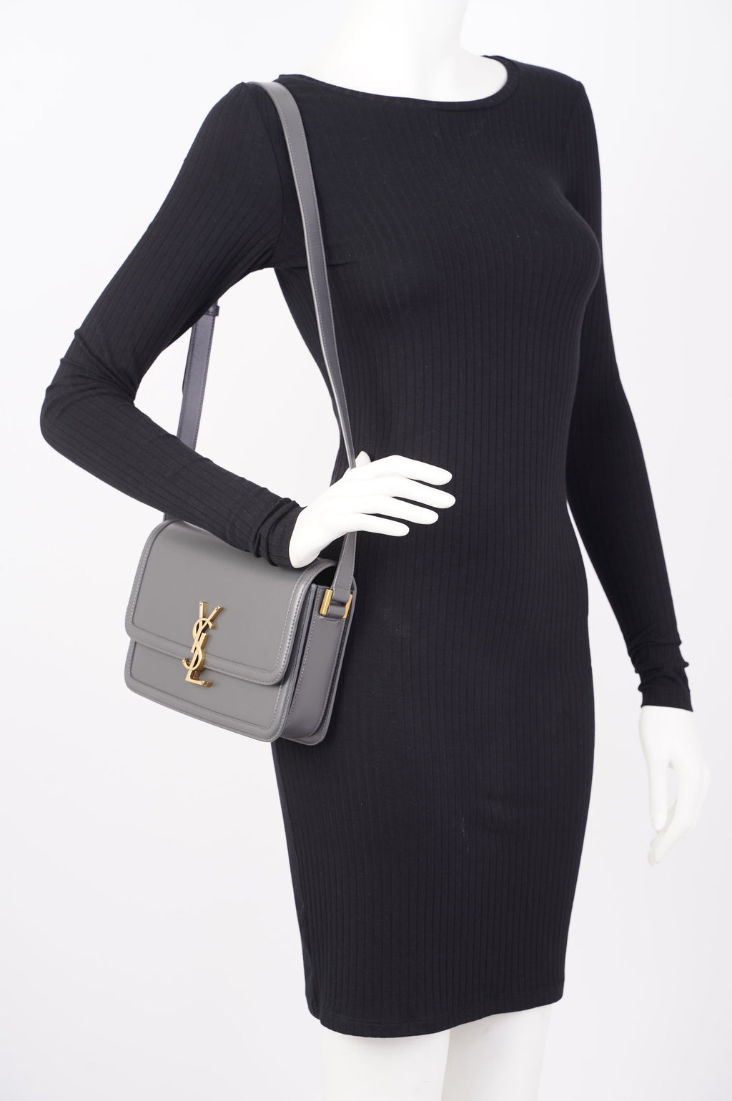 Saint Laurent Solferino Satchel Grey Leather Medium