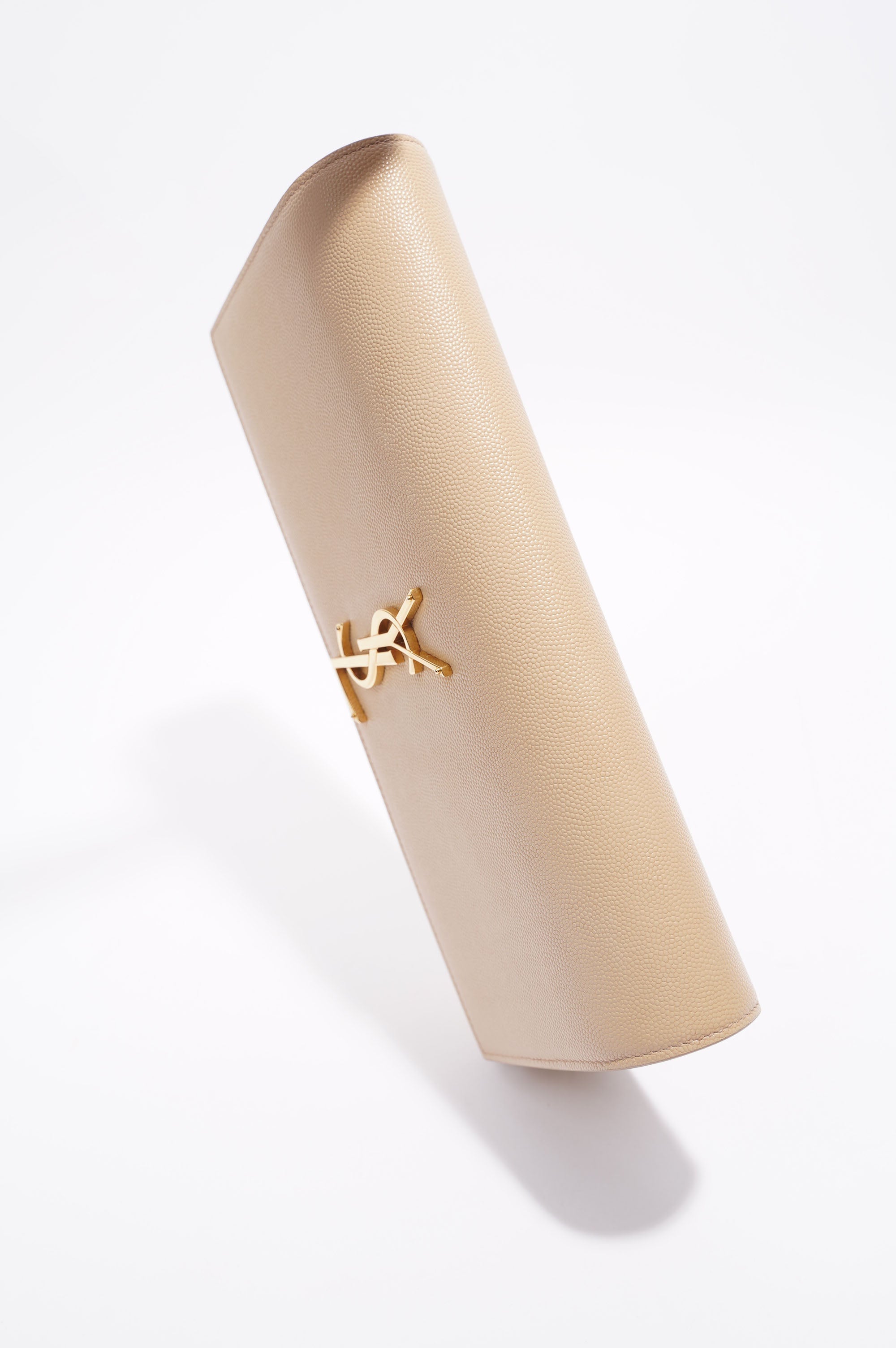 Saint Laurent Womens Kate Clutch Beige Leather